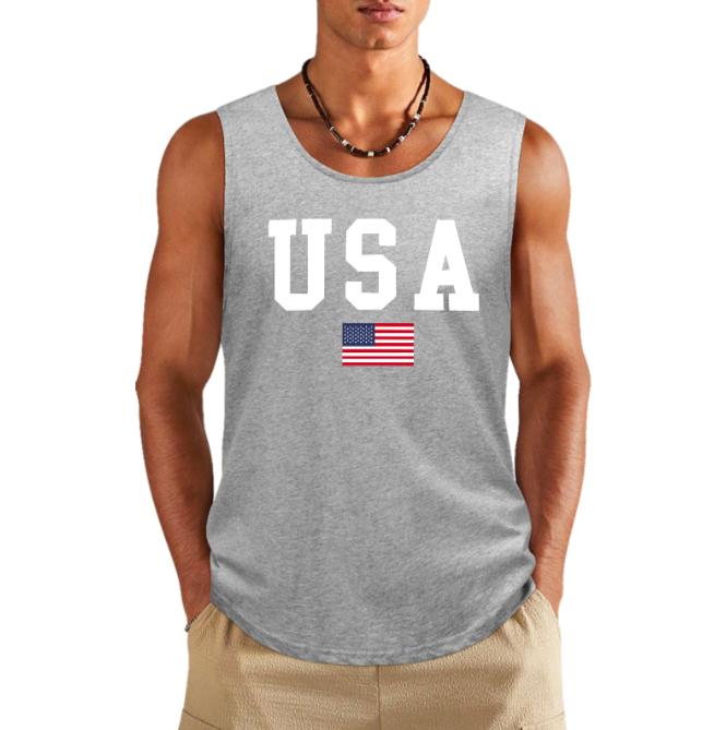 MBDMBD Men's Patriotic USA Flag Print Tank Top - Slim Fit, Breathable, Machine Washable, Round Neck Sleeveless Vest for Summer
