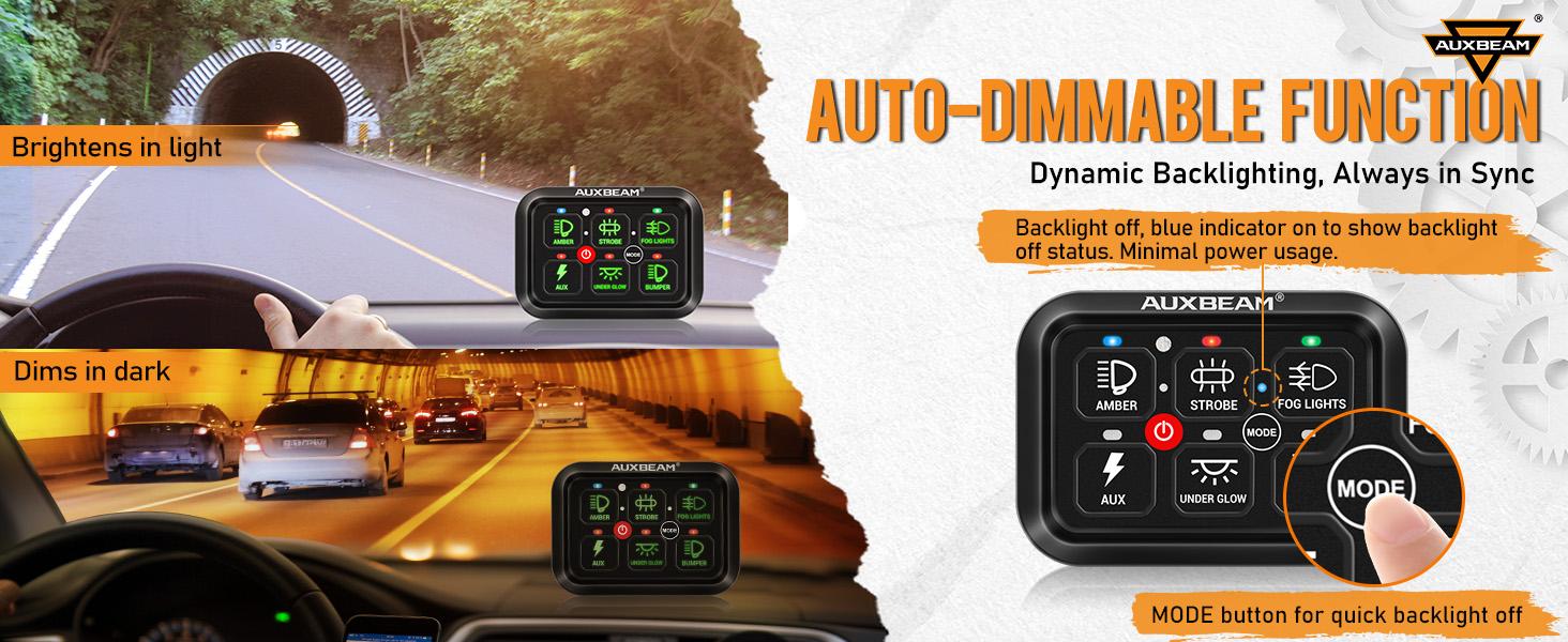 AUXBEAM RA60 RGB Switch Panel, Toggle/ Momentary/ Pulsed Mode Supported Switchboard Lighting