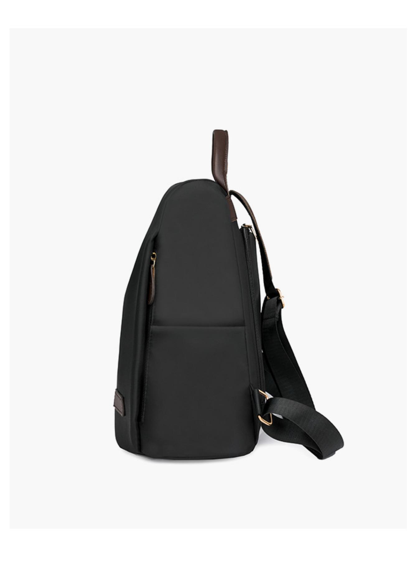 Women's Plain Anti-Theft Backpack, Geometric Patchwork Design, Large Capacity Waterproof, Fashionable Versatile Shoulder Bag, Water Resistant Backpack