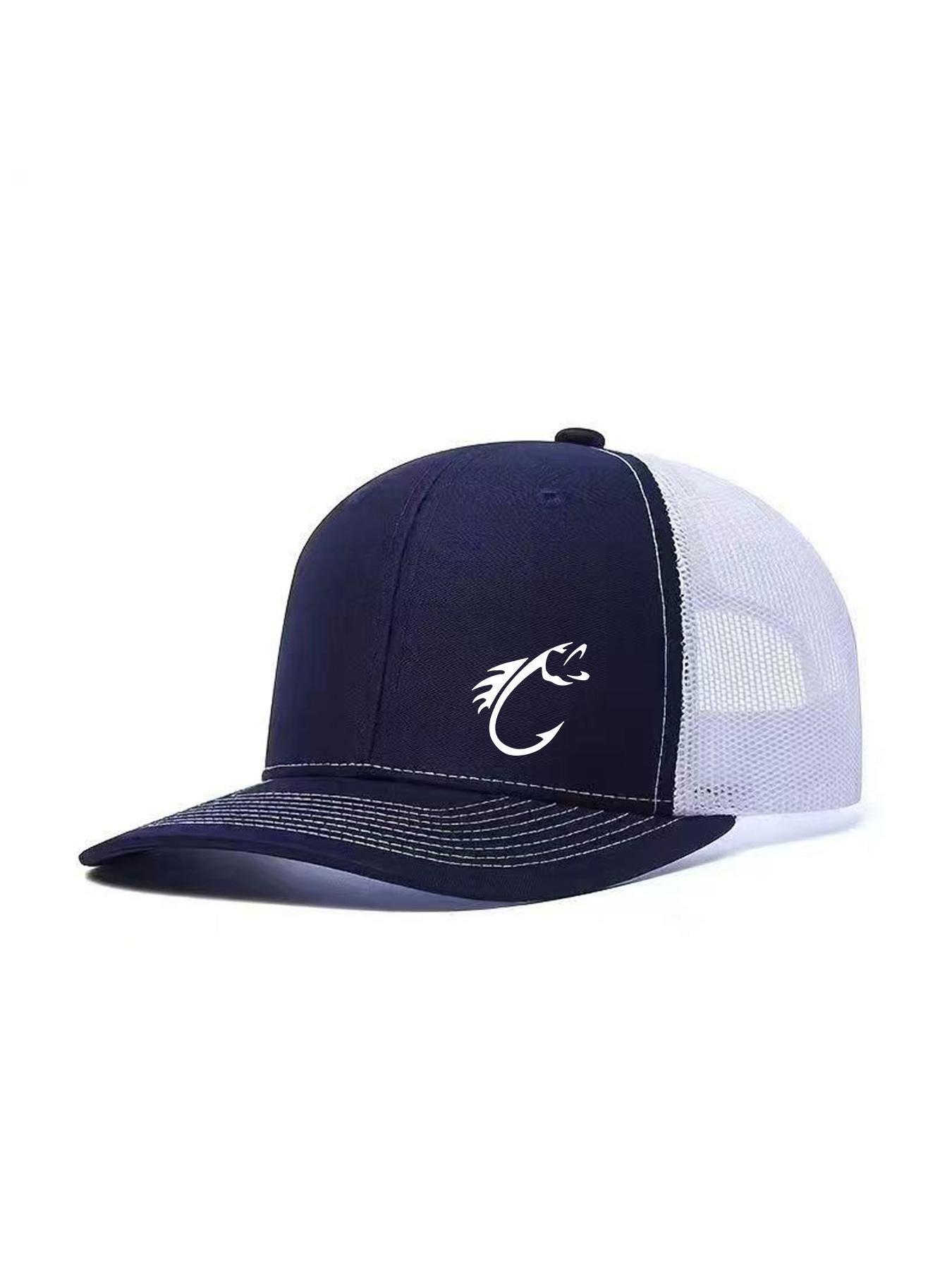 Neutral Fish Hook Pattern Printed Baseball Cap, Outdoor Fishing Cap, Adjustable Mesh Design, Casual Style Suitable for Outdoor Activities, Snapback Trucker Hats