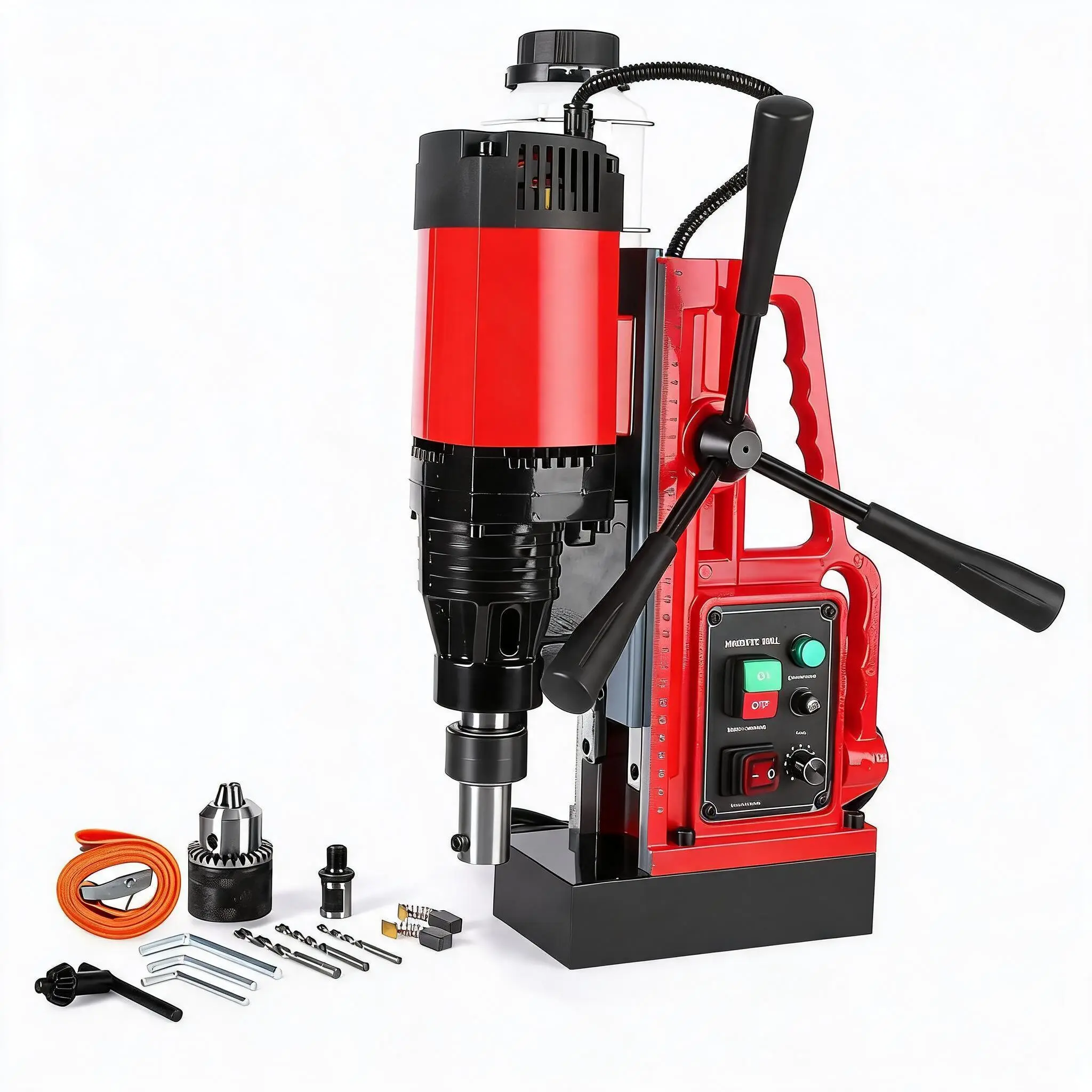 Magnetic Drill Press, Portable Electric Mag Drill Machine for Metal with 11Pcs Drilling Bits, Electric Drilling Machine