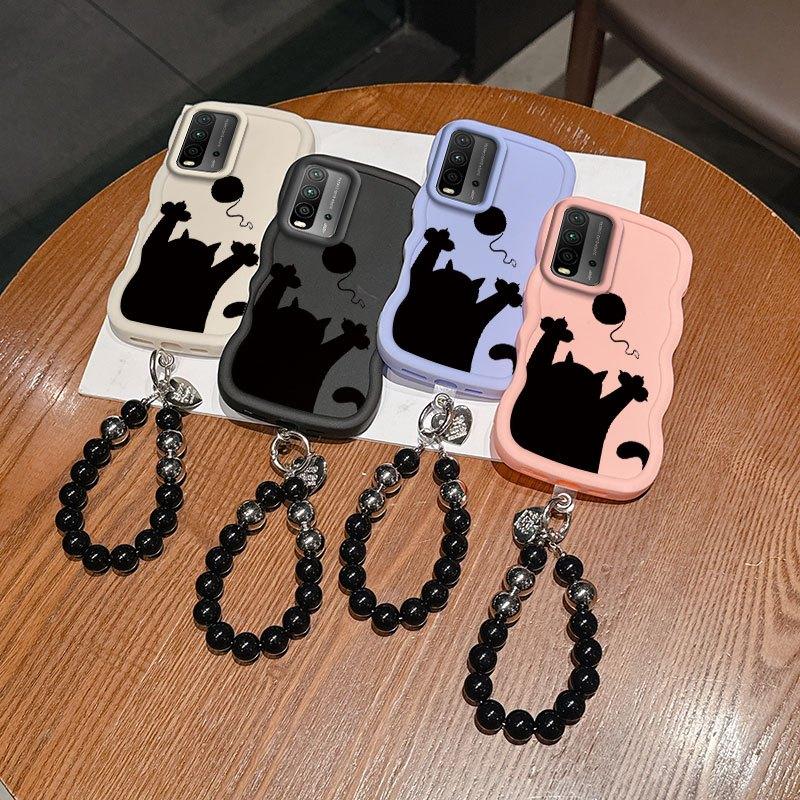 1 Piece Shadow Kitten Stylish Suitable For Redmi 9 Power Phone Case Cover With Flexible Finish Featuring Anti-Scratch And Lanyard For Daily Use
