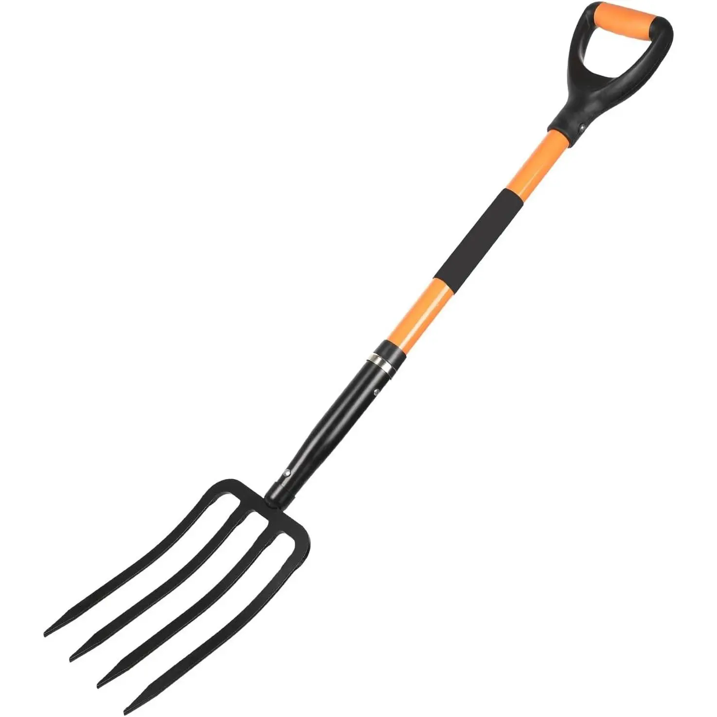 Garden Fork with Ergonomic Handle, Fiberglass Handle，4-Tine Pitchforks for Gardening Digging Composting Spading.