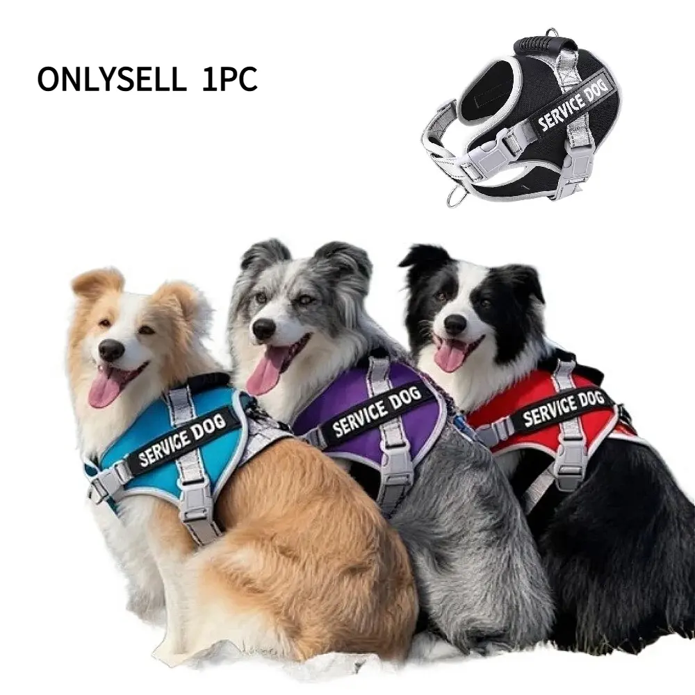 Oxford Fabric Dog Harness, Breathable No-Pull Reflective Vest for Large Dogs, Adjustable Escape Proof Pet Vest with Leash