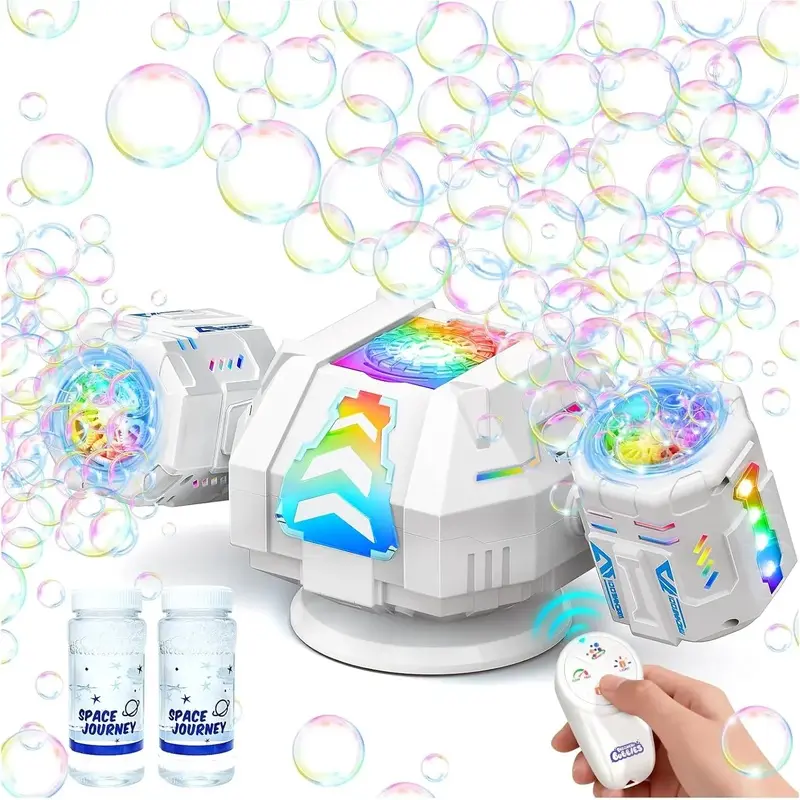 Plastic Unisex 2026 RC Bubble Machine - Rechargeable 30000+ Bubbles Blower with 360°Automatic Rotation, 9 RGB Lights, Party Gifts for for Birthday Parties, Indoor Fun Activities, Bubble Fun