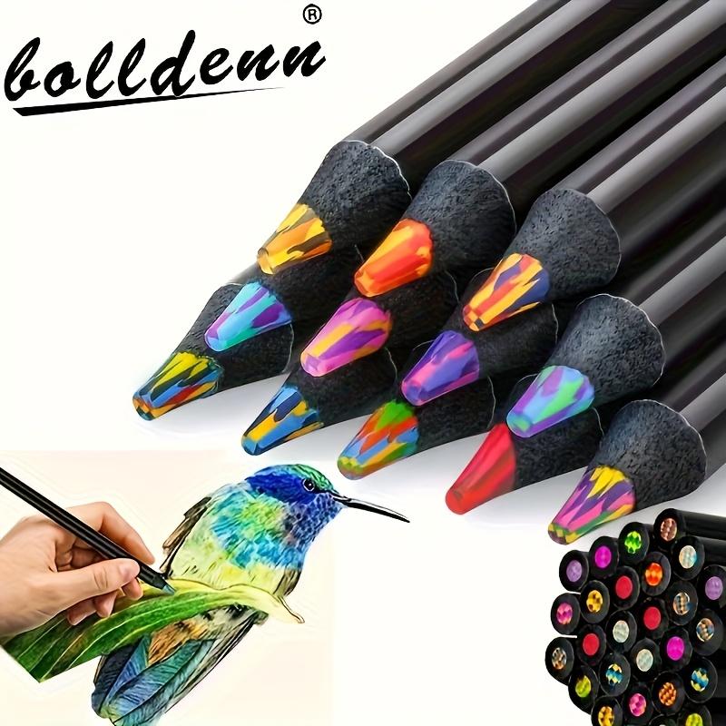 6/12 Rainbow Gradient Magic Pens with 1 Pencil Sharpener - Vibrant Doodling and Drawing Markers, Kawaii Writing and Art Supplies, with Pencil Sharpener, Wooden Material, Perfect for Artists and DIY Lovers, Flat-Head Pencils