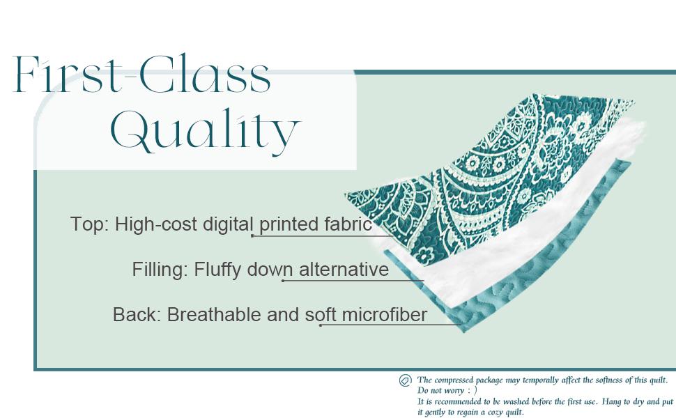 【blackfriday/cybermonday】Whale Flotilla Reversible Paisley Quilts, Lightweight Boho Printed Bedspreads Coverlets Quilt Bedding Set with 2 Pillow Shams for All Seasons