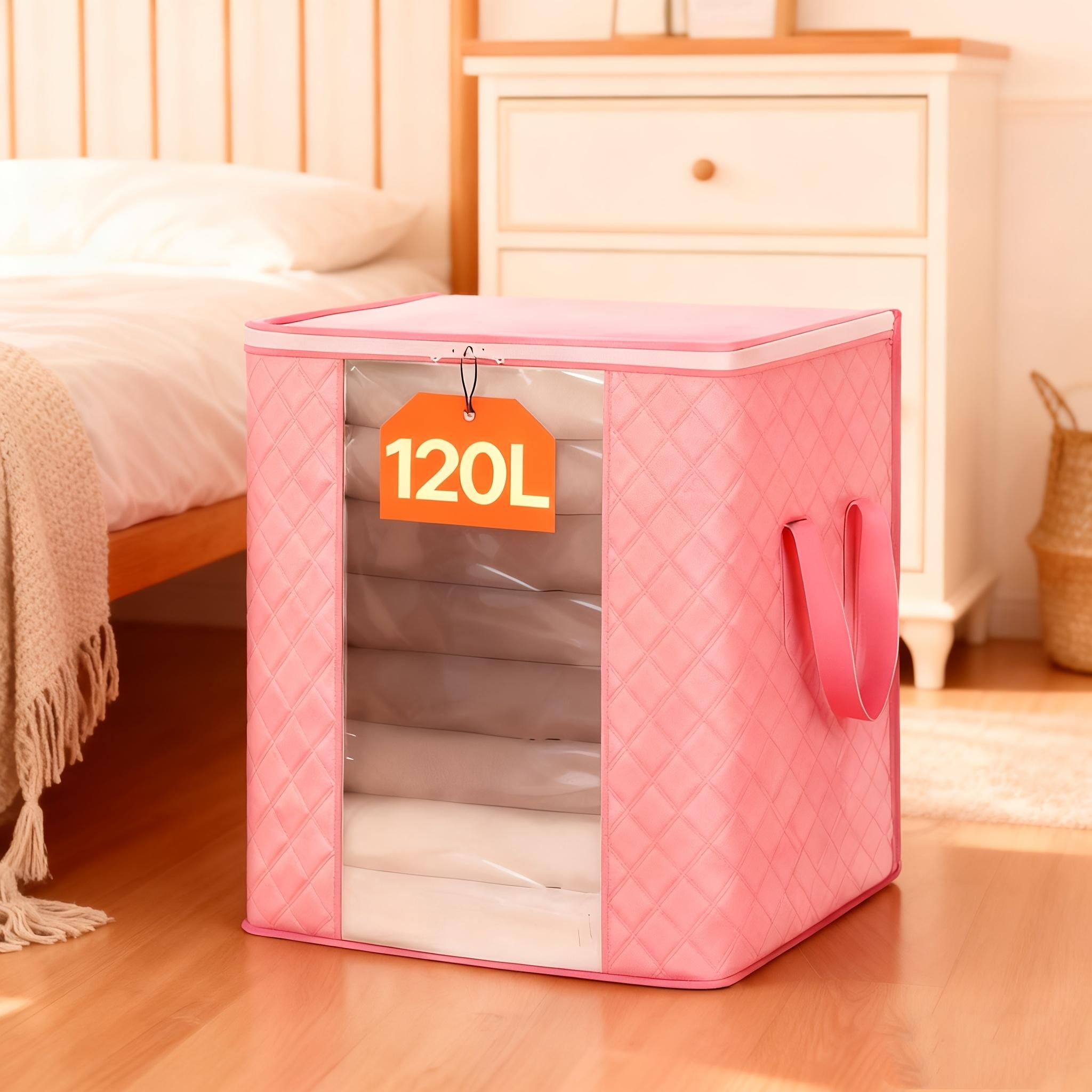 Ultra Large Capacity 120L Storage Box Set, Foldable Nonwoven Fabric Bedding Bag, Reinforced Handle, Flip Lid Seal, Ideal for Blankets and Clothes