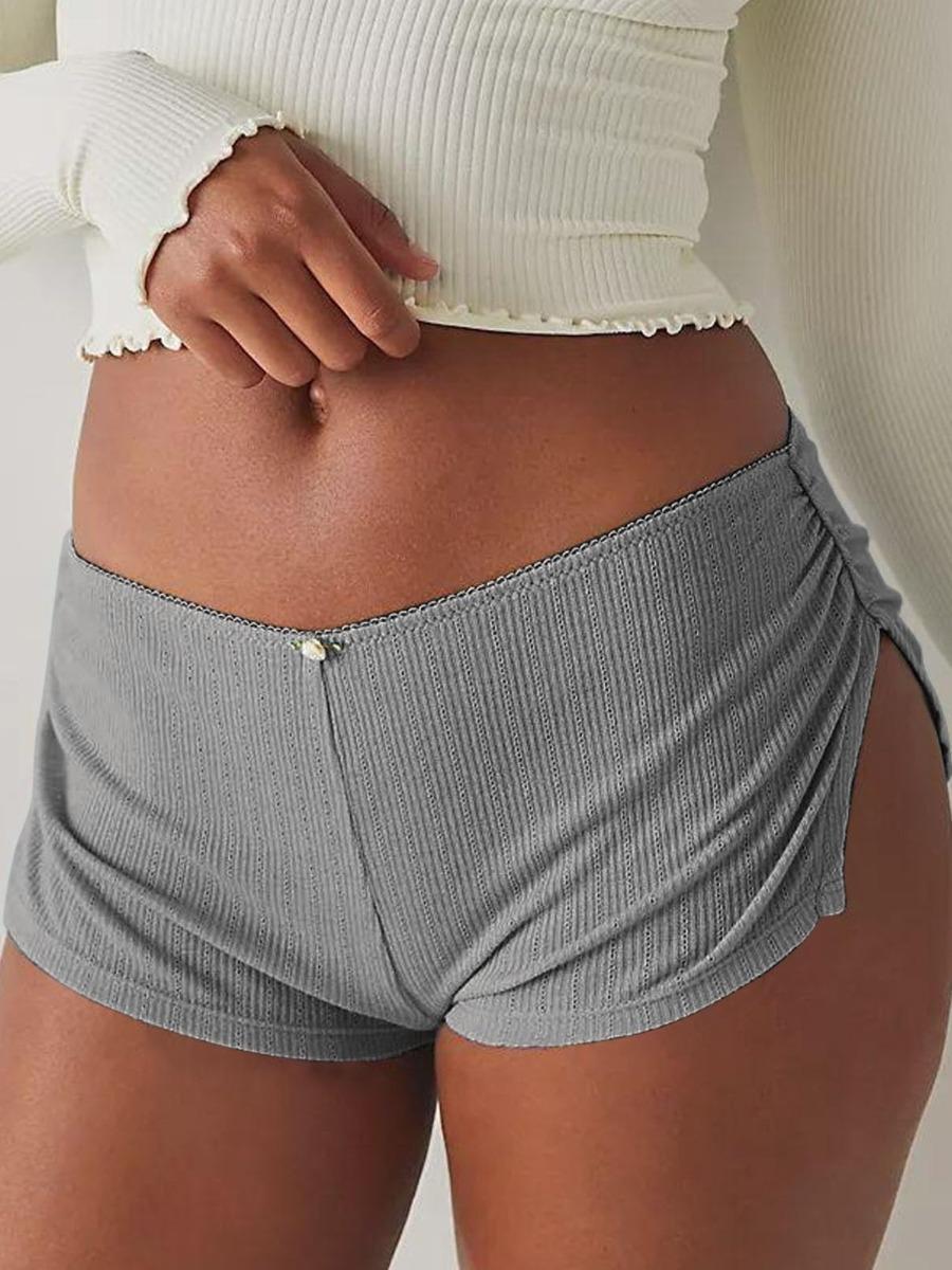 Women's Low Waist Side Slit Three-Pack Shorts Micro Stretch Pajamas Shorts Slim Fit Ruched Bottoms Cute Leggings,Available in multiple colors