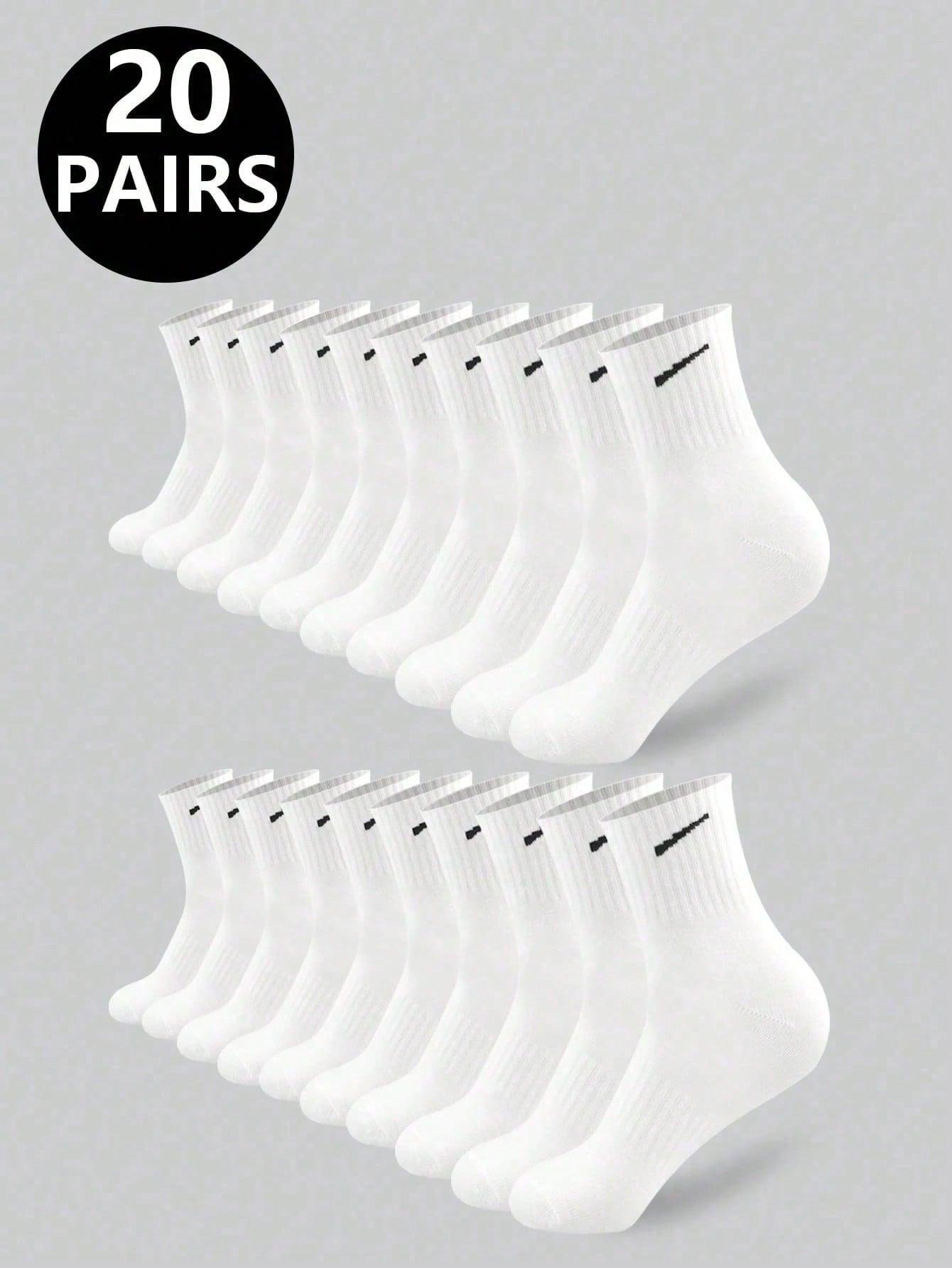 20 Pairs Sweat-Absorbent Multi-Purpose Teen Socks, Breathable Comfortable Mid-Calf Socks for Unisex