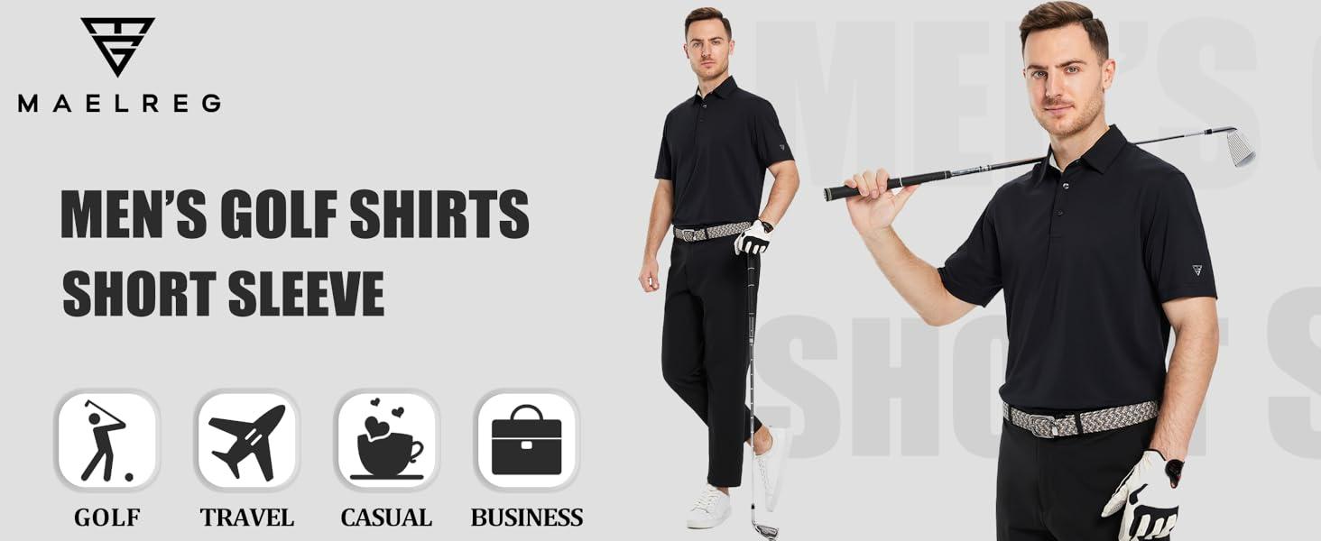 M MAELREG Men's Plain Golf Polo Shirt, Lightweight Performance Shortsleeve Athletic Top, Stretch Comfortable Casual Menswear SpringStatements M MAELREG Men's Plain Golf Polo Shirt, Lightweight Performance Shortsleeve Athletic Top, Stretch Comfortable Casual Menswear SpringStatements