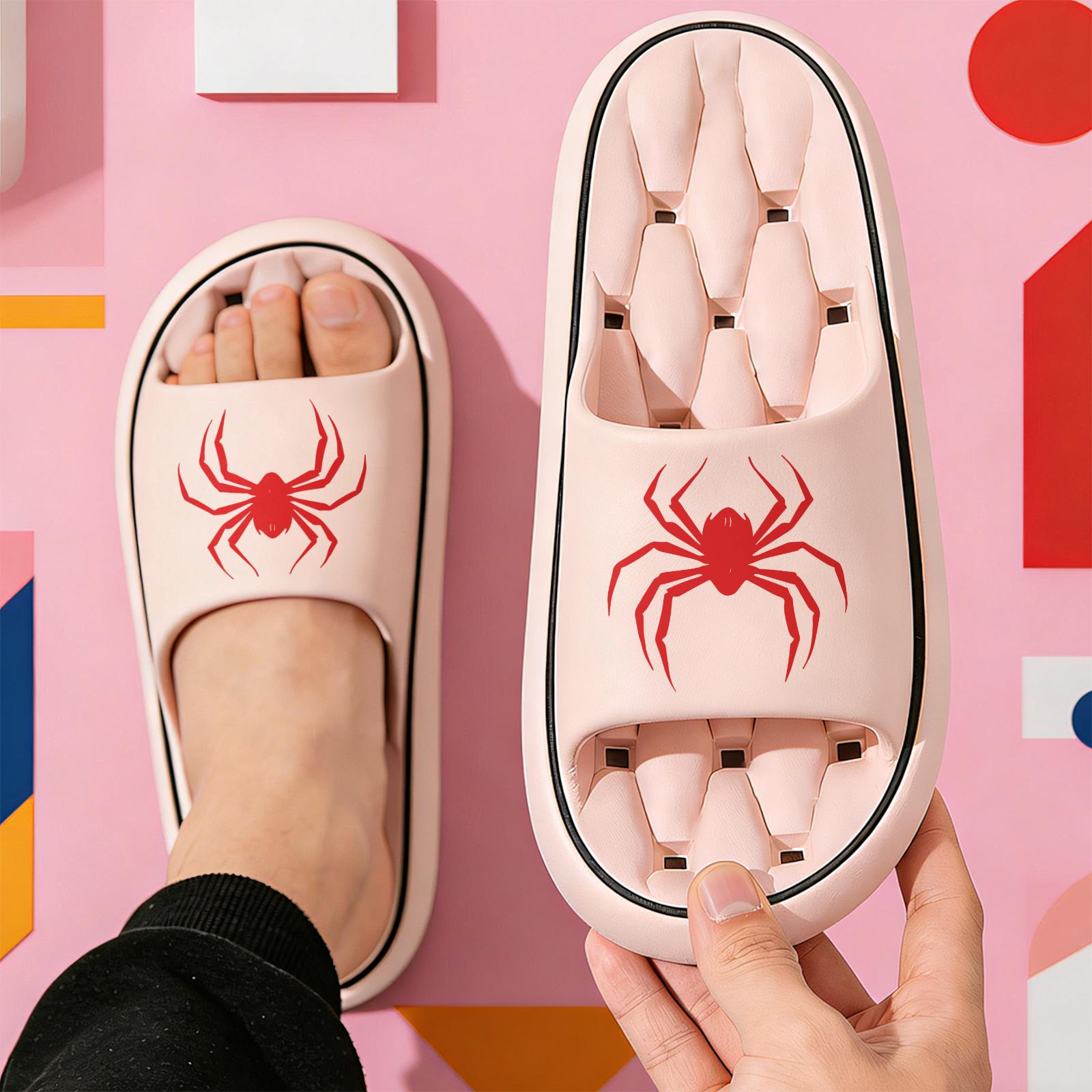 Halloween Spider Pattern Slippers for Men Women Comfortable Indoor Non Slip Home Shoes Soft Sole Warm Winter Footwear Casual Daily Use