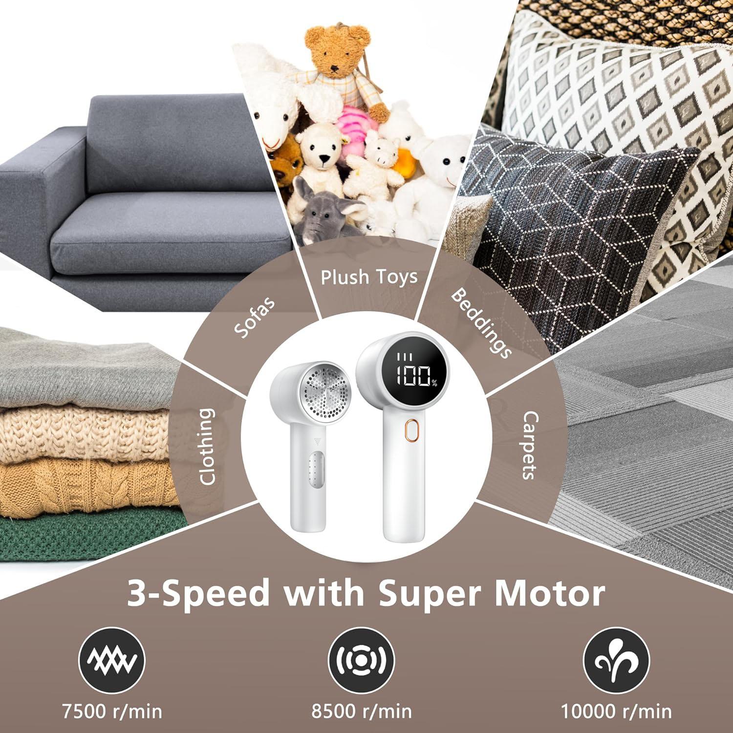 LENTORGI Fabric Shaver, Electric Lint Remover, Lint Roller, Rechargeable, for Clothing, Sweater, Sheets, Couch, Blanket, Home Use, Appliances Durable