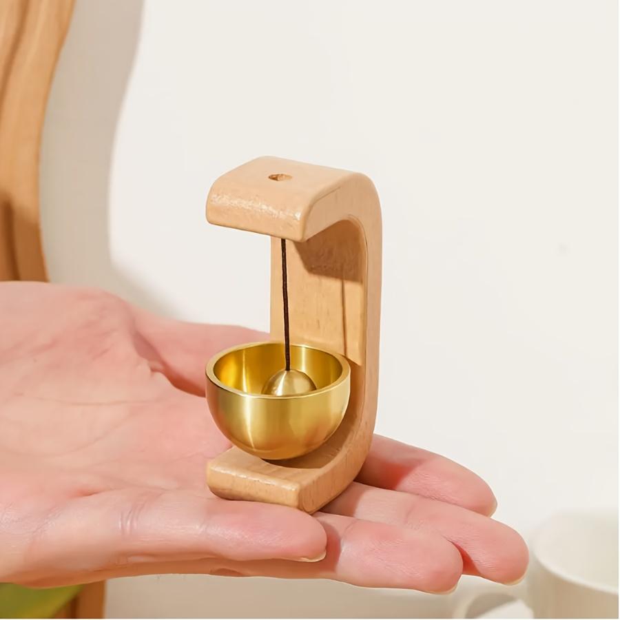 Wooden Wind Chime - Wireless Brass Doorbell with Magnetic Base, Easy to Install, Suitable for Home and Commercial Places, Door and Wall Decorative Hanging Bell also comes with adhesive stickers, Suction Cup Doorbell - Christmas Gift