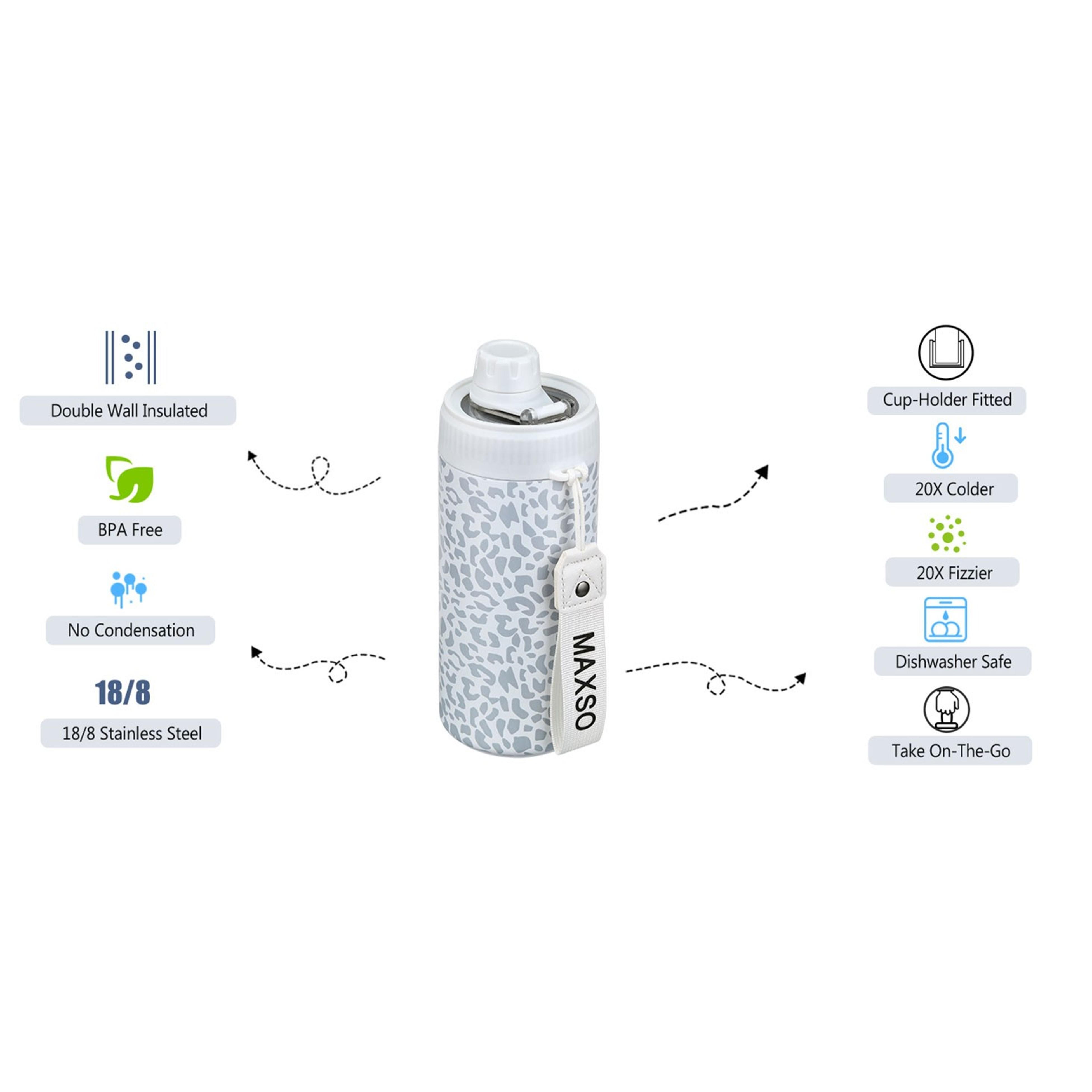Sealed Can Cooler Fizz Lid Can Cover for 12 oz Regular, Slim Skinny Cans & As Thermal Bottle, 4-in-1 Insulated Vacuum Stainless Steel Carbonated Cold Drink Holder - Leopard
