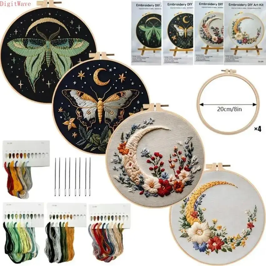 Beginner Embroidery Kit - Cross Stitch Kit for Beginners with Printed Cotton Cloth, Threads, Needles for DIY Needlework Fashion Accessory Projects, Embroidery Kit For Beginners, Cross Stitch Kits