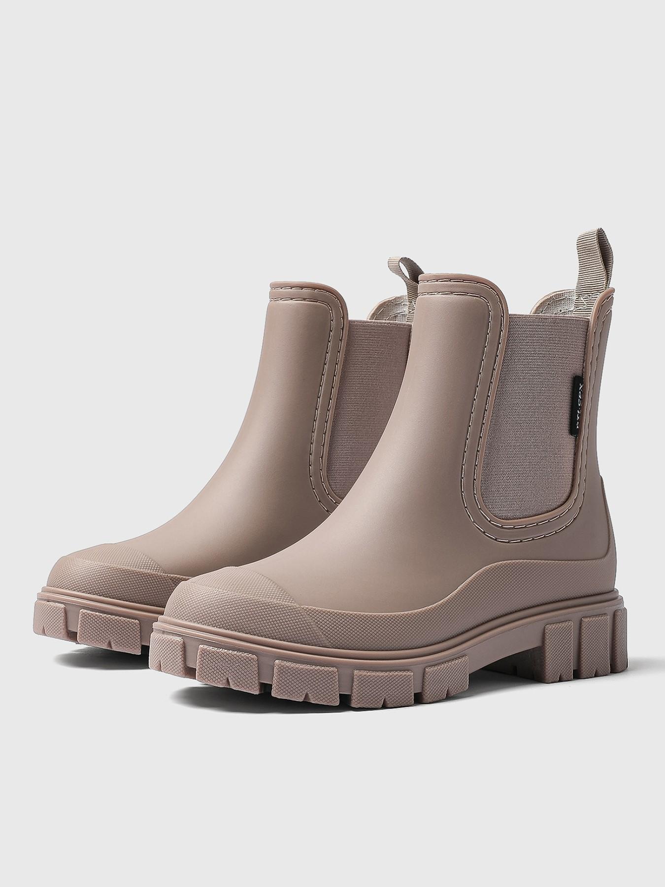 Women's Fashionable Waterproof Non-slip Rain Boots, Casual Comfortable Slip-on Boots, Perfect for Students and Outdoor Sports, Daily Wear Boots, Slip Resistant Boots, Round Toe Boot, Waterproof Footwear