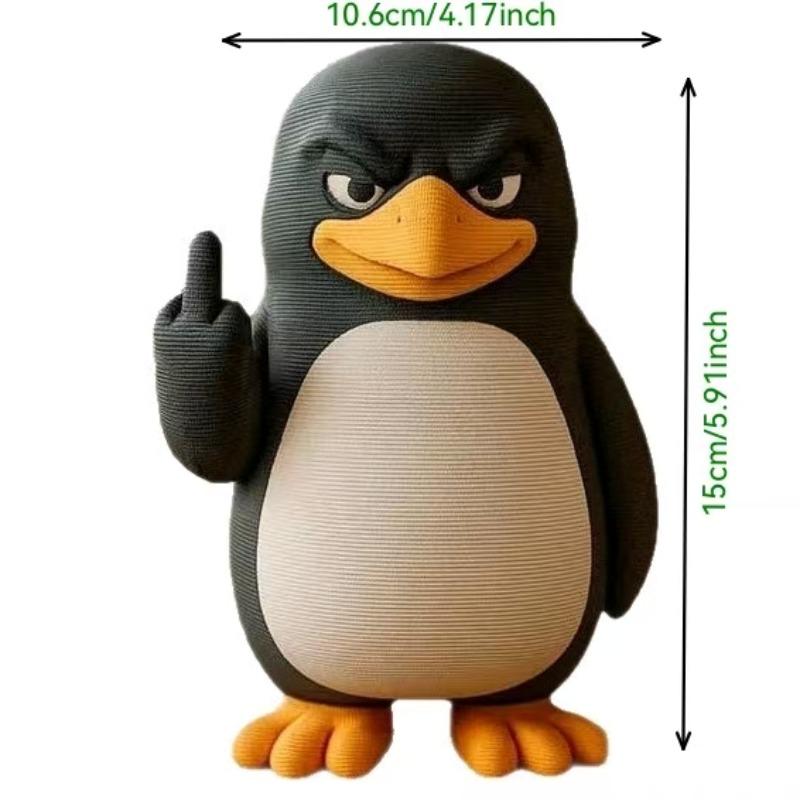 Funny Penguin Home Decor Sculpture, Cartoon Sand Carving Desktop Ornament, Office Desk Decoration, Trendy and Unique Design