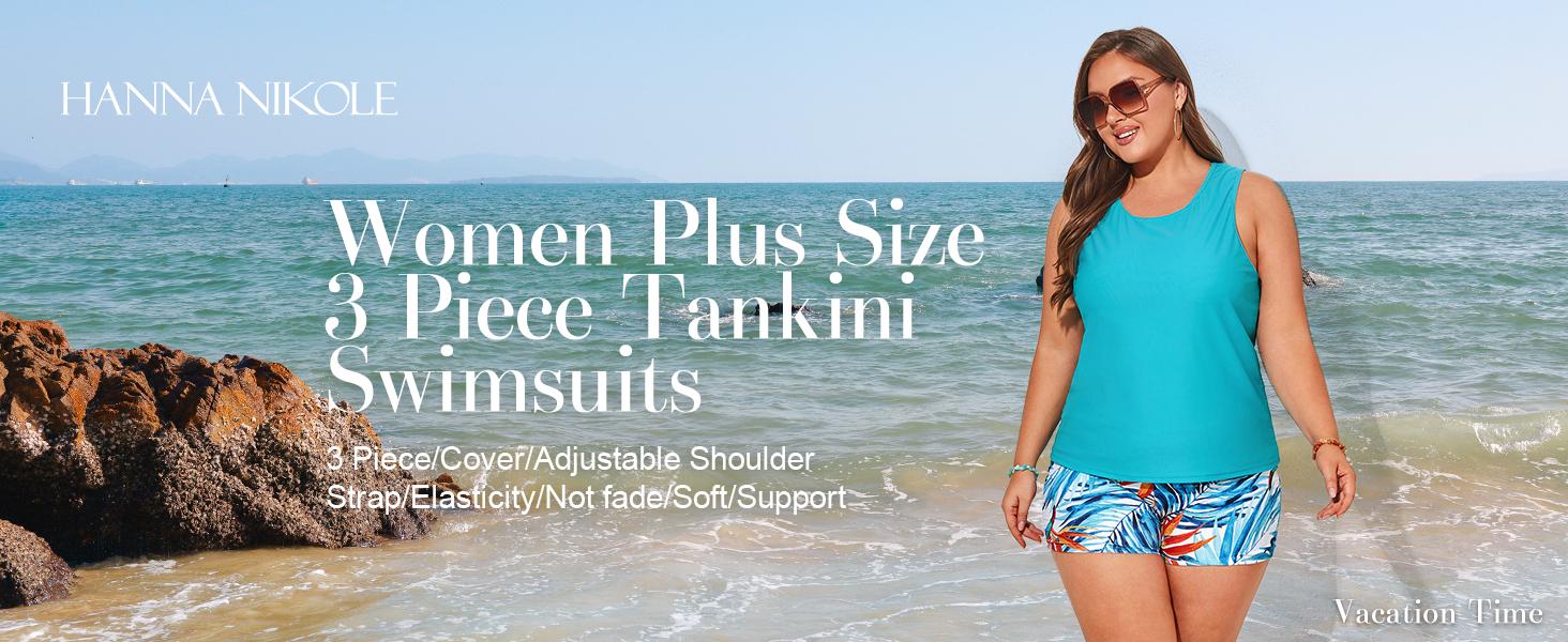 【3pcs & 16-28W】Hanna Nikole Women Plus Size 3pcs Set Tummy Control Swimsuit Hollowed-Out Tank Top+Cropped Tops+Briefs Tankinis Tankinisuit SpringStatements 【3pcs & 16-28W】Hanna Nikole Women Plus Size 3pcs Set Tummy Control Swimsuit Hollowed-Out Tank Top+Cropped Tops+Briefs Tankinis Tankinisuit SpringStatements