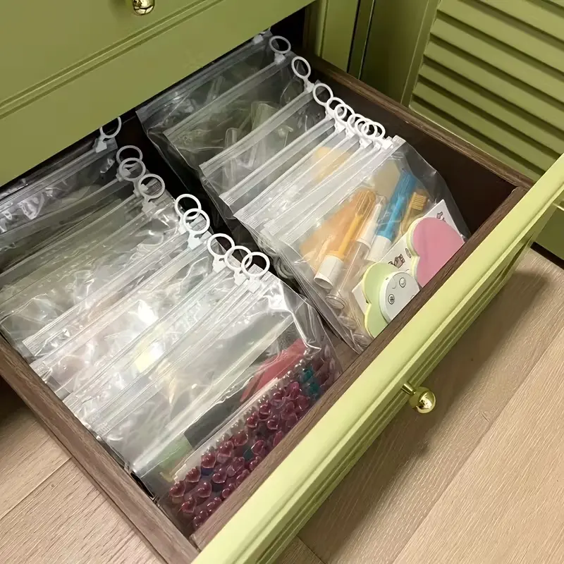 10pcs Practical Zipper Storage Bags, Transparent Organizer Pouches for Small Accessories and Underwear, Essential Closet Essentials