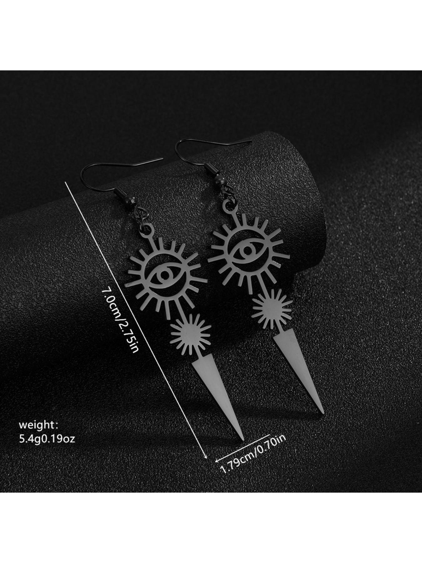 Evil Eye Sun Necklace & Earring Duo | Streetwear Edgy Jewelry, Multi-Color Options for Unisex