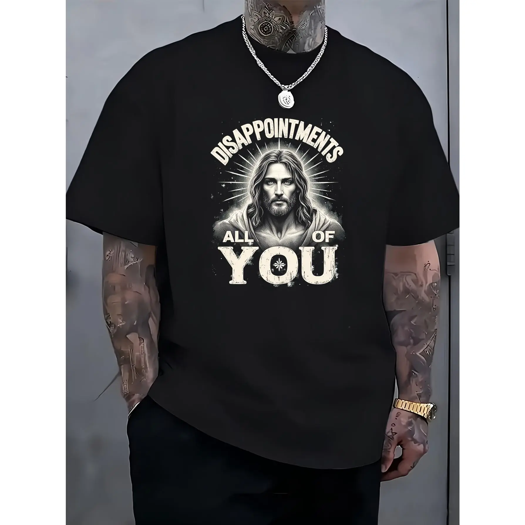 Funny Jesus Quote Graphic T-Shirt for Men, Christian Humor Crew Neck 100% Cotton Tee, Casual Religious Streetwear Shirt