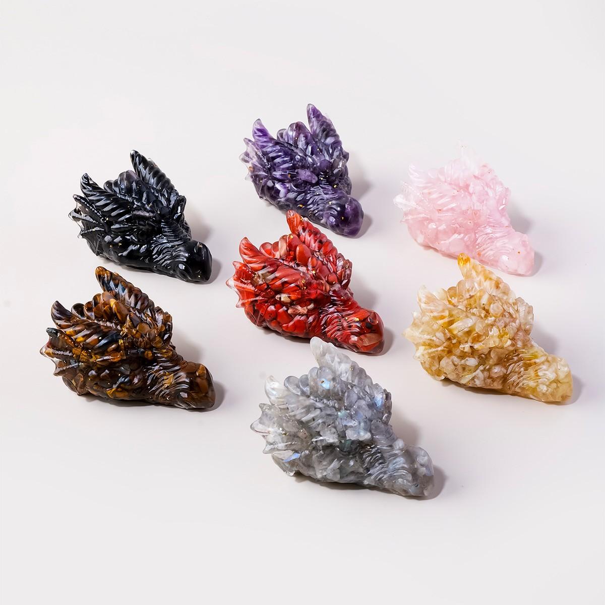 Natural Crystal Dragon Head Statue, Reiki Healing Feng Shui Figurine, Home Office Decoration, New Year Gift, 1pc Amulet Sculpture