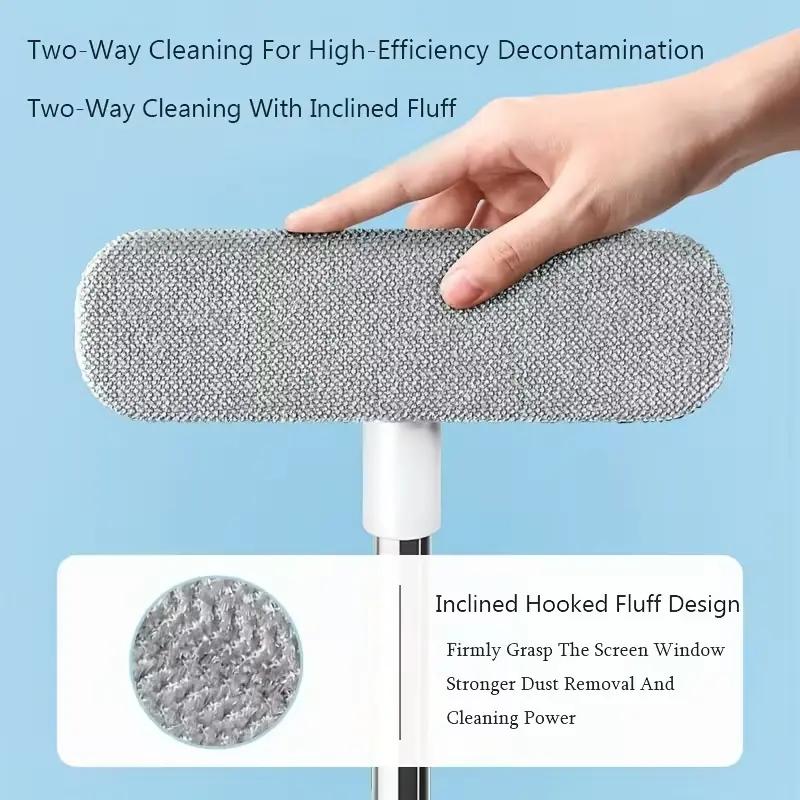 Magic Window Cleaning Brush with Extendable Pole, Reusable Screen Cleaner Tool, Pet Hair Removal, Deshedding Tool, Home Door Window Cleaning, Mother's Day Gift