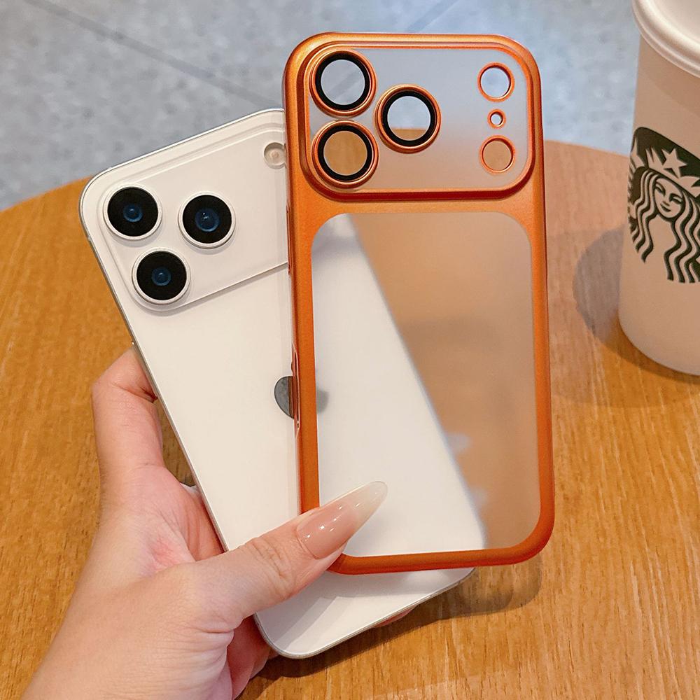 Sleek  Protective PC Matte Electroplated Case for iPhone 14 15 16 17   Full Coverage  Black Silver Orange Navy