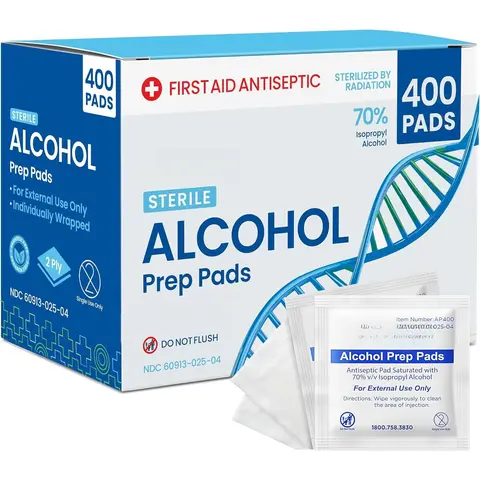 70% Isopropyl Alcohol Wipes, Individually Wrapped 400 Count (Pack of 1) 2-Ply Absorbent Antiseptic Prep Swabs for Antiseptic Skin Injection, Home Healthcare Surface Cleansing (Toys & Hobbies DIY Scrapbooking & Stamping Use)