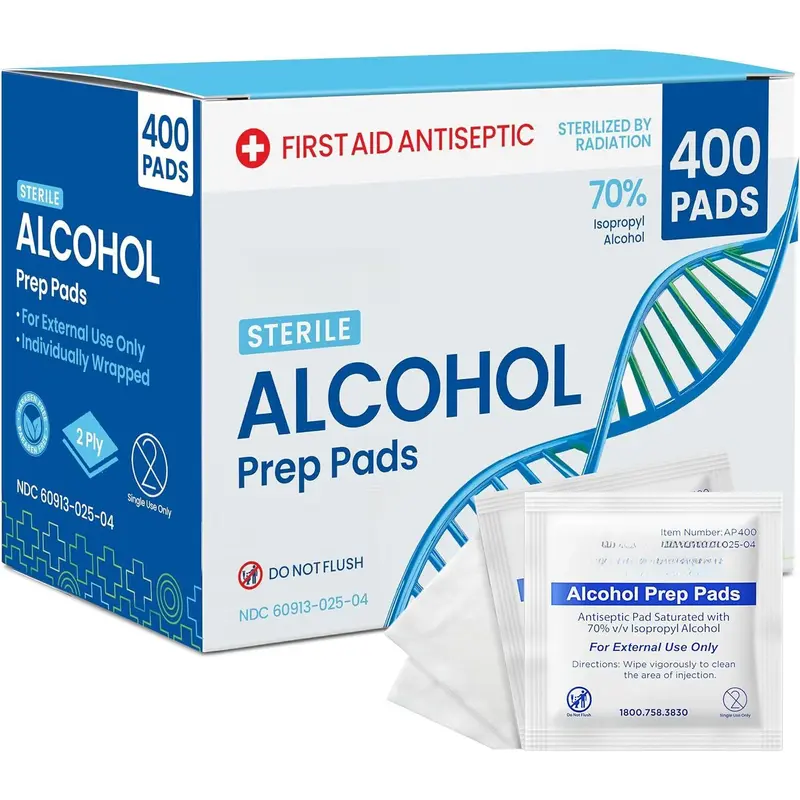 70% Isopropyl Alcohol Wipes, Individually Wrapped 400 Count (Pack of 1) 2-Ply Absorbent Antiseptic Prep Swabs for Antiseptic Skin Injection, Home Healthcare Surface Cleansing (Toys & Hobbies DIY Scrapbooking & Stamping Use)
