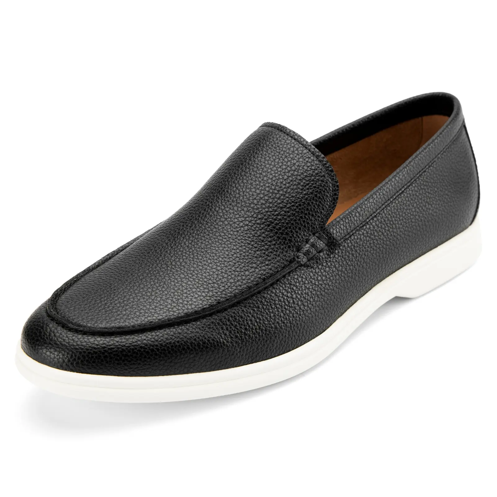 Meijiana Men's Genuine Leather Loafers Slip-On Moccasins Dress Shoes, Lightweight and Breathable with Rubber Sole Stylish Mens Loafers