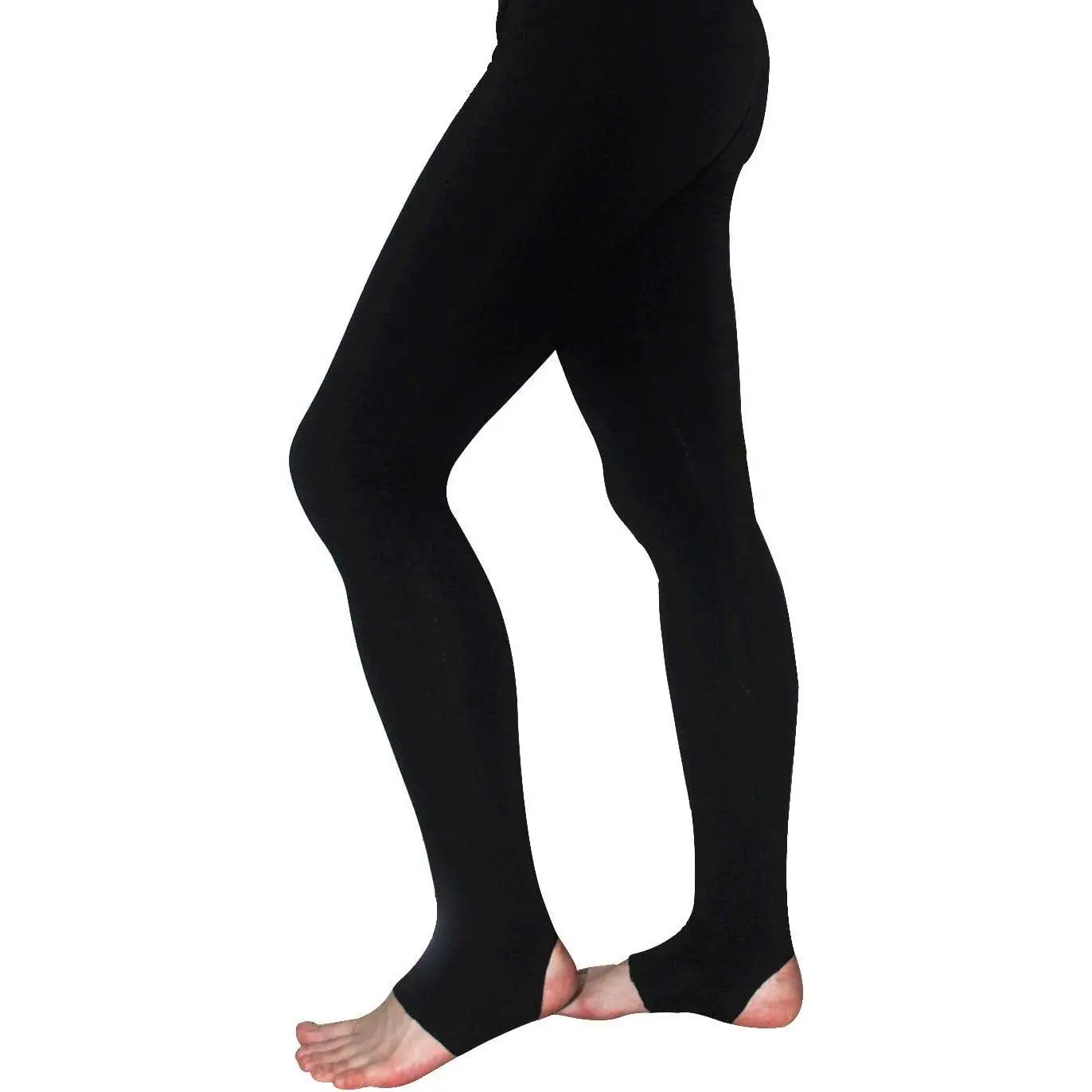 Men's Full-Length Soft Cotton Tight Pants with Footed Stirrups, Knit Gymnastic Dance Bottoms