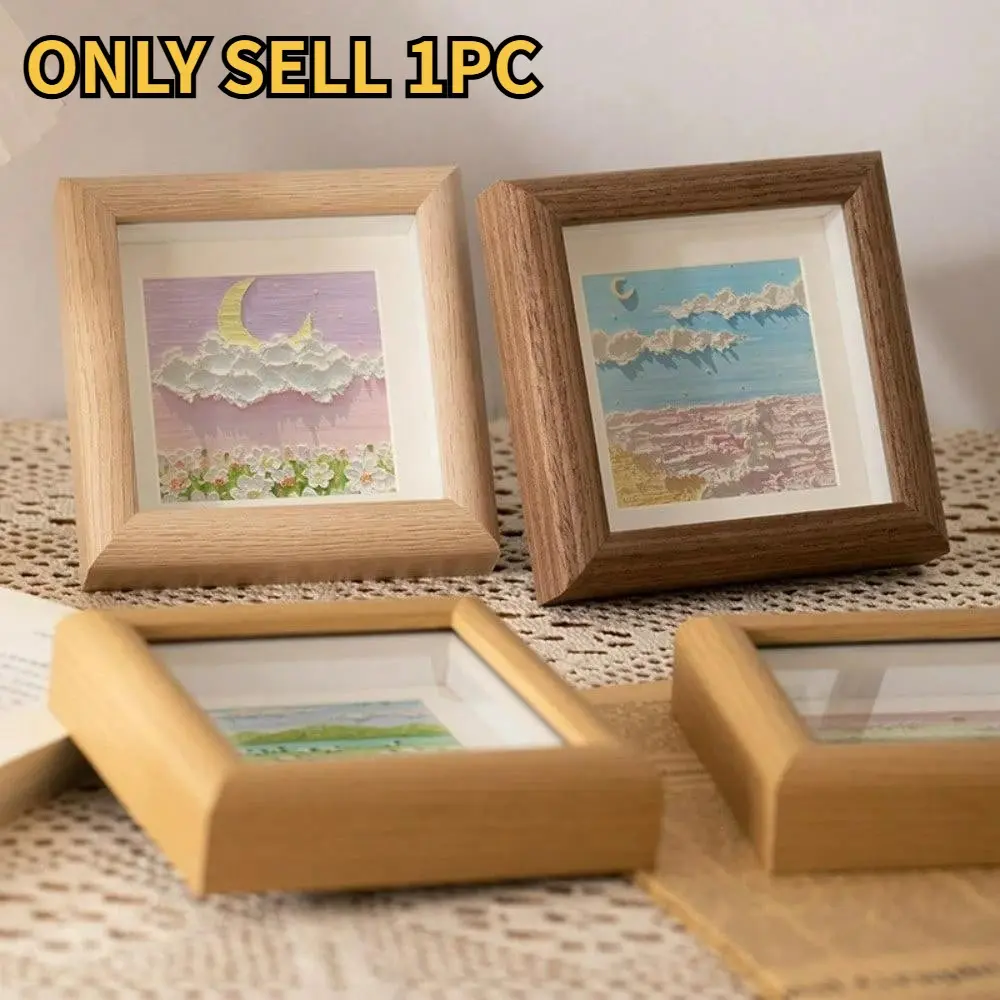 4 Inch Hollow 3D Wood Photo Frame, Desktop Picture Frame for Crafts Embroidery Gifts Birthday Graduation, Made in China, Wooden Material, Square Frame, Wood Frames