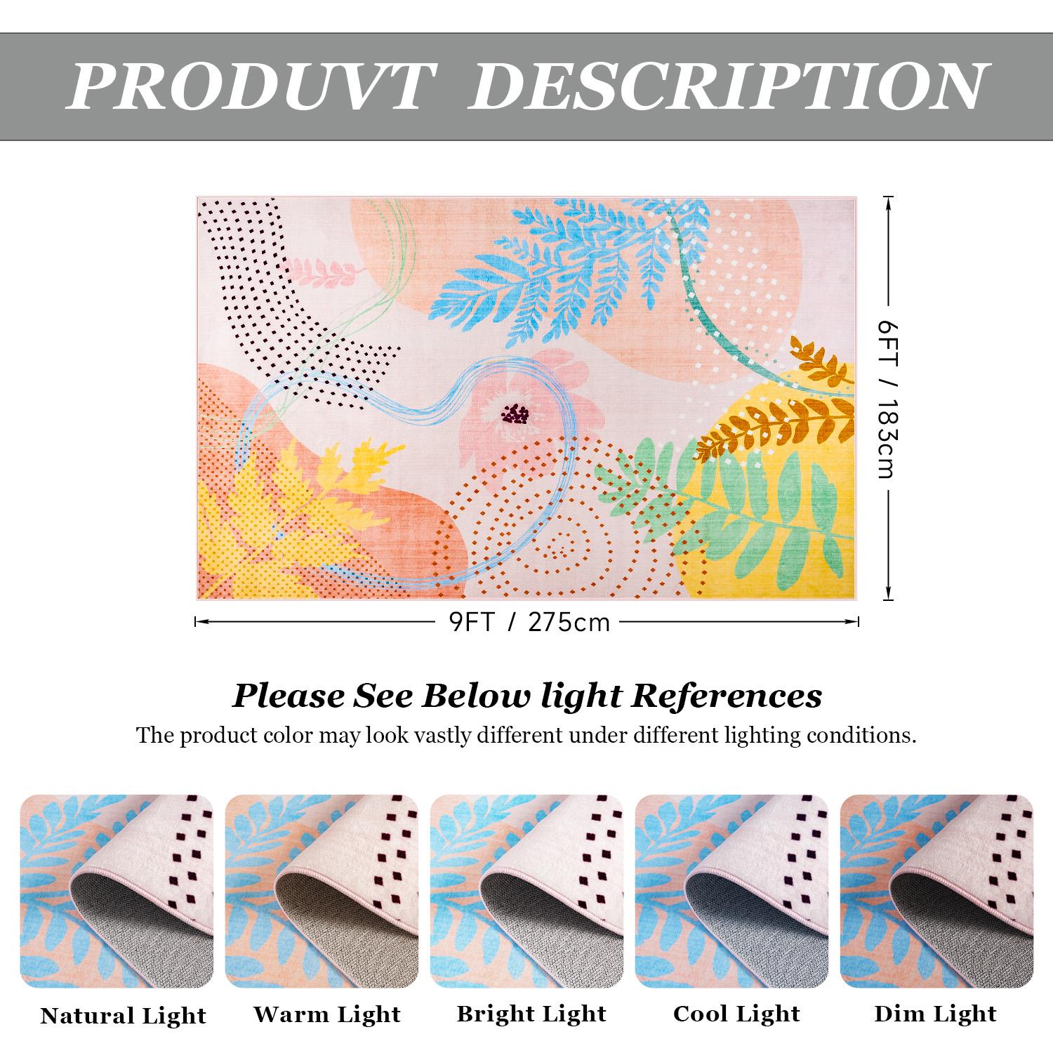 Lochas Floral Washable Living Room Area Rug ,Non-Slip Low-Pile Rugs for Entryway, Throw Small Stain Resistant Kitchen Rugs, Print Carpet for Office, Bedroom, Laundry Room, Nursery, Home Decor