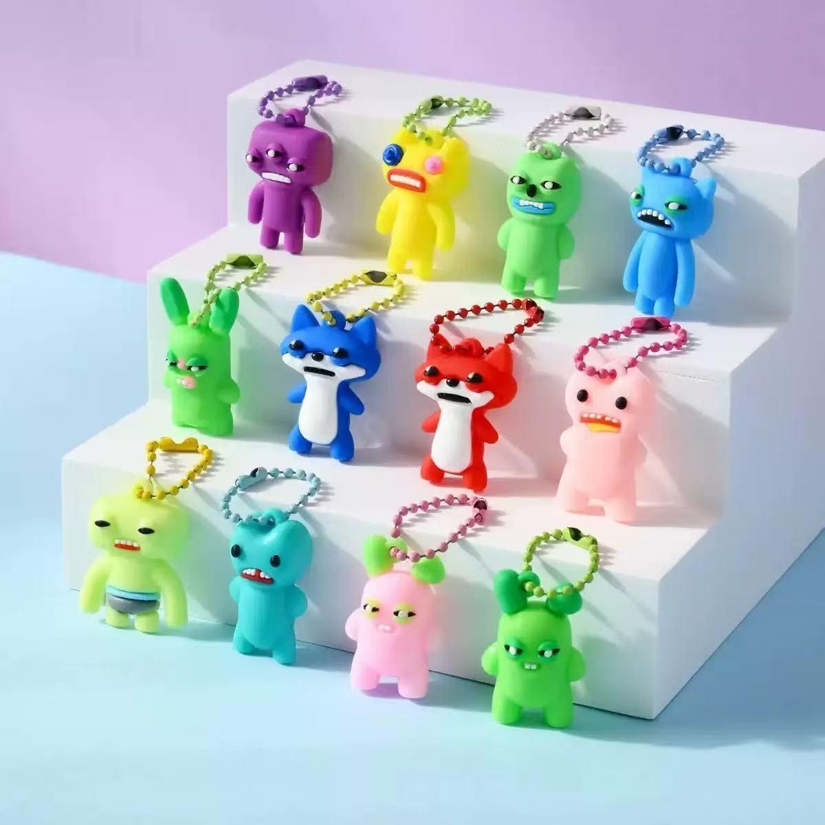 New 24-Pack Fuggler Monster Keychain Charms, Funny Student Hanging Accessories, Christmas New Year Gift Ideas, Best Present for Kids, Cool Keychains