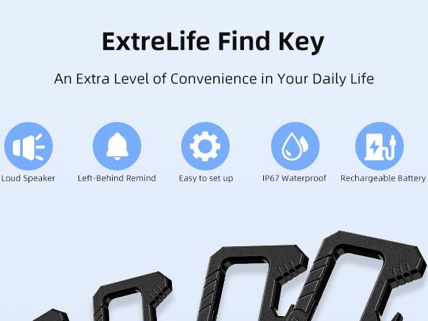 Smart Tracking Tag Keychain - iOS-Only Find My Compatible, Heavy-Duty Carabiner with GPS Bluetooth Tracker, Bottle Opener, Rechargeable Portable Camping Accessories with Loud Speaker, Batteries Included for Car Keys