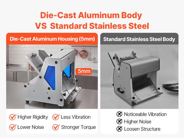 VEVOR Electric Bread Slicer, 370W Bread Slicing Machine, Die-Cast Aluminum Countertop Bread Cutter Machine for 12mm Slice Thickness, Commercial Home Use for Bakeries Restaurants, 120V