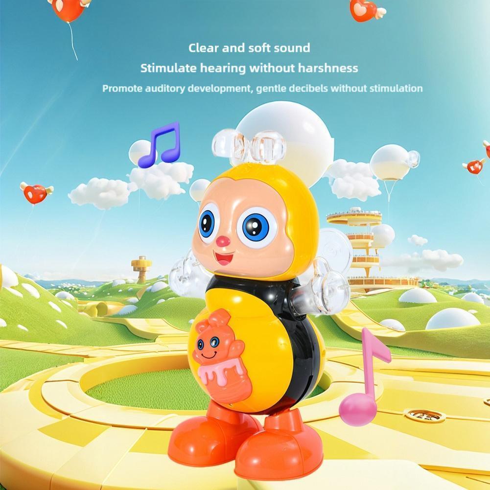 11cm Singing And Dancing Cartoon Bee Electric Light Cute Bee Children's Early Education Toys Make Sounds Family Interactive Toys