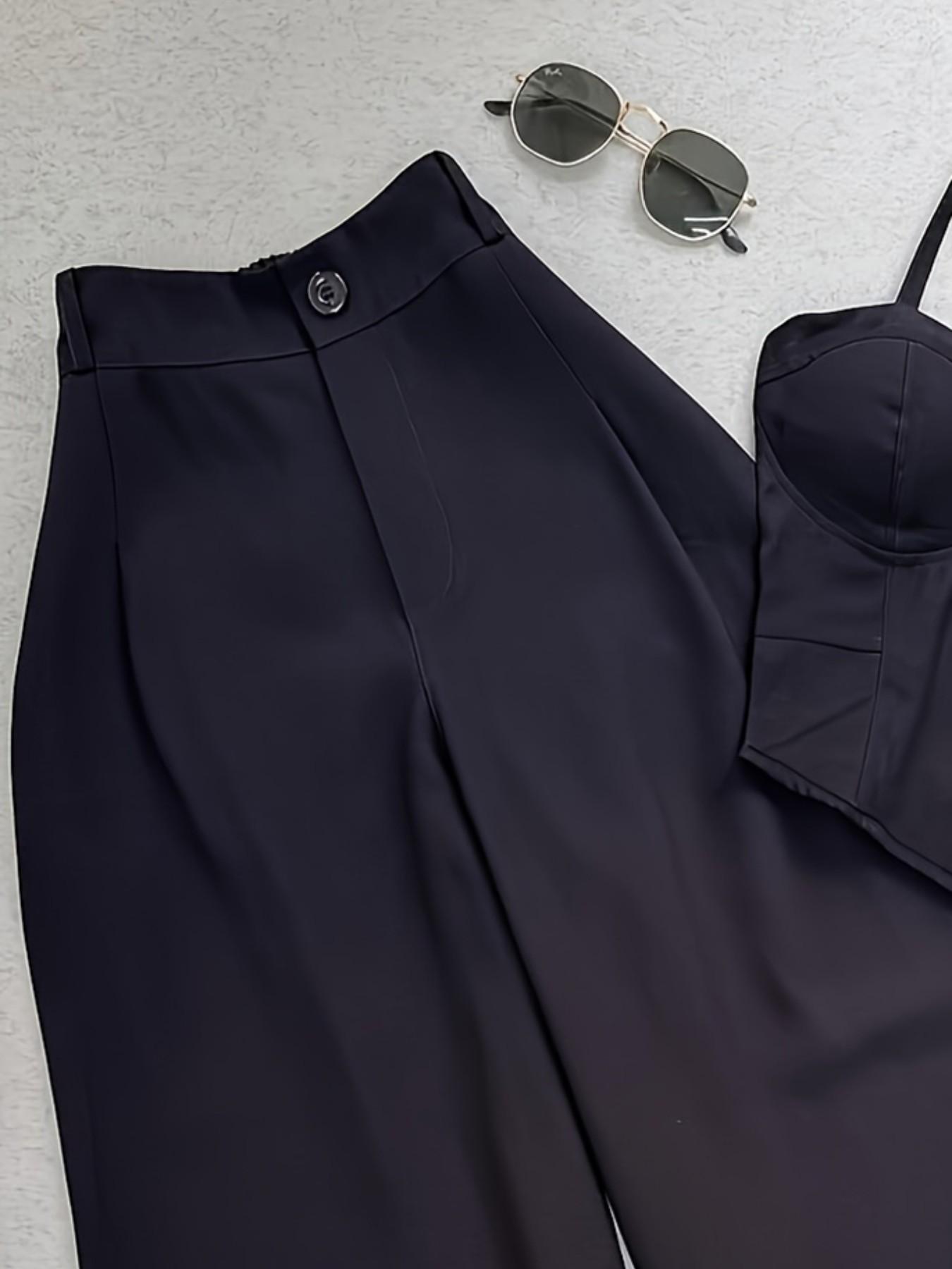 Spring Summer New Women's Fashion Solid Color Two-Piece Set Vest Tank Top Long Pants, Casual Stylish, Perfect for Daily Wear