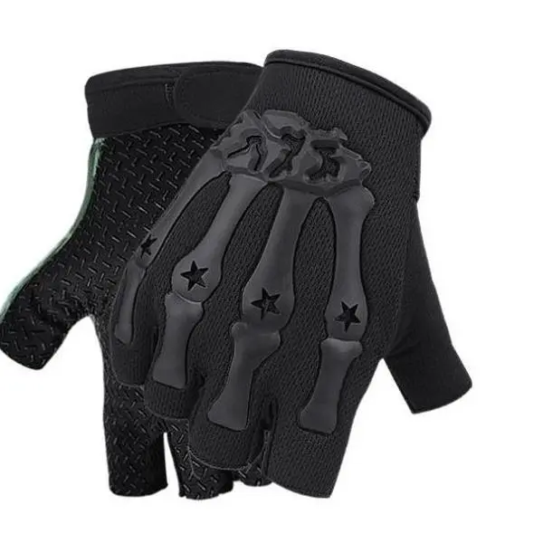 Unisex Half-Finger Cycling Gloves for Men & Women - Anti-Slip Rubber-Plastic Palm, Breathable, Outdoor Biking & Hiking Use, Tactical Driving & Fitness Training, 1 Size, Black/Army Green/Camouflage Grip