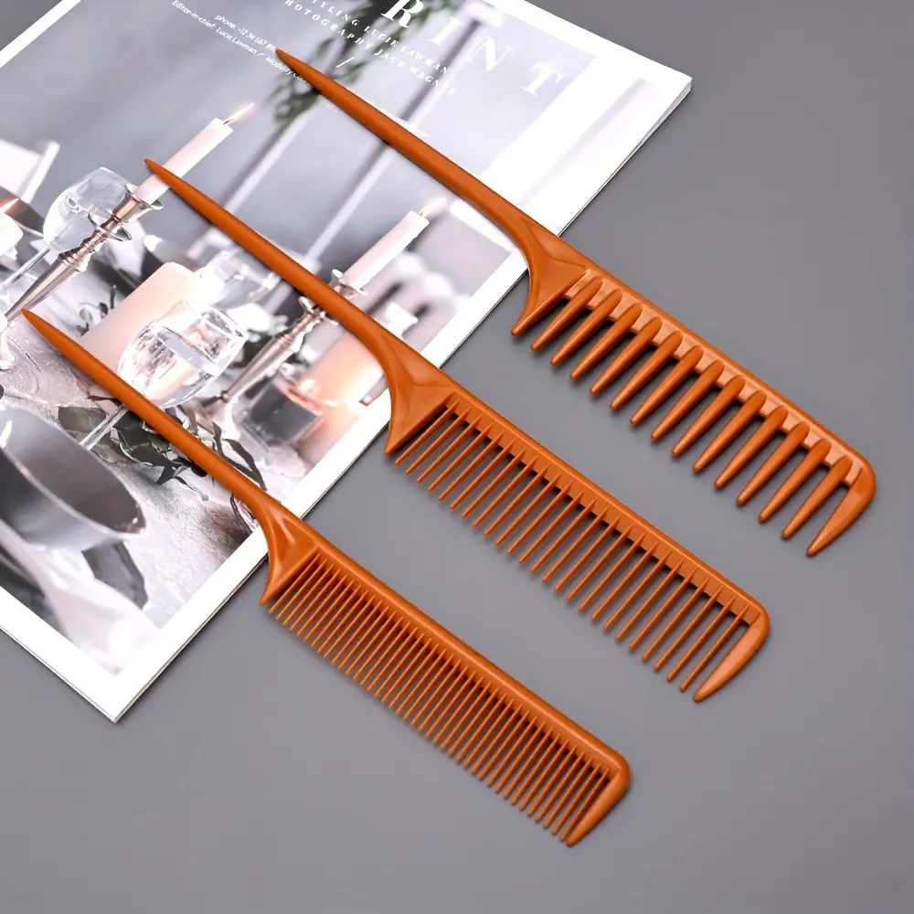 3-piece Hairdressing Pointed Tail Comb, Professional Hairdressing Disc Hair Shape Thickened Comb, Barber Combs