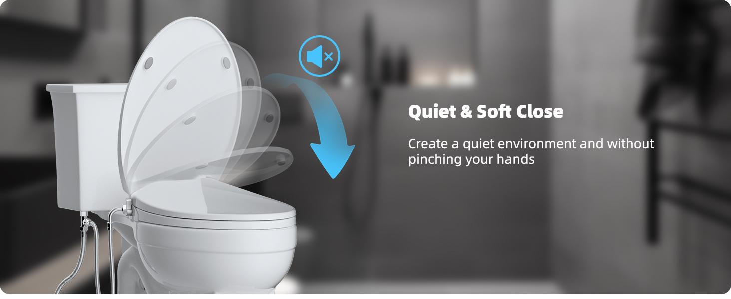 Hibbent Elongated Bidet Toilet Seat with Slow Close, Non-Electric Bidet Attachment for Toilet Seat with Dual Nozzle, Bidet Sprayer with Adjustable Self-Cleaning Nozzles