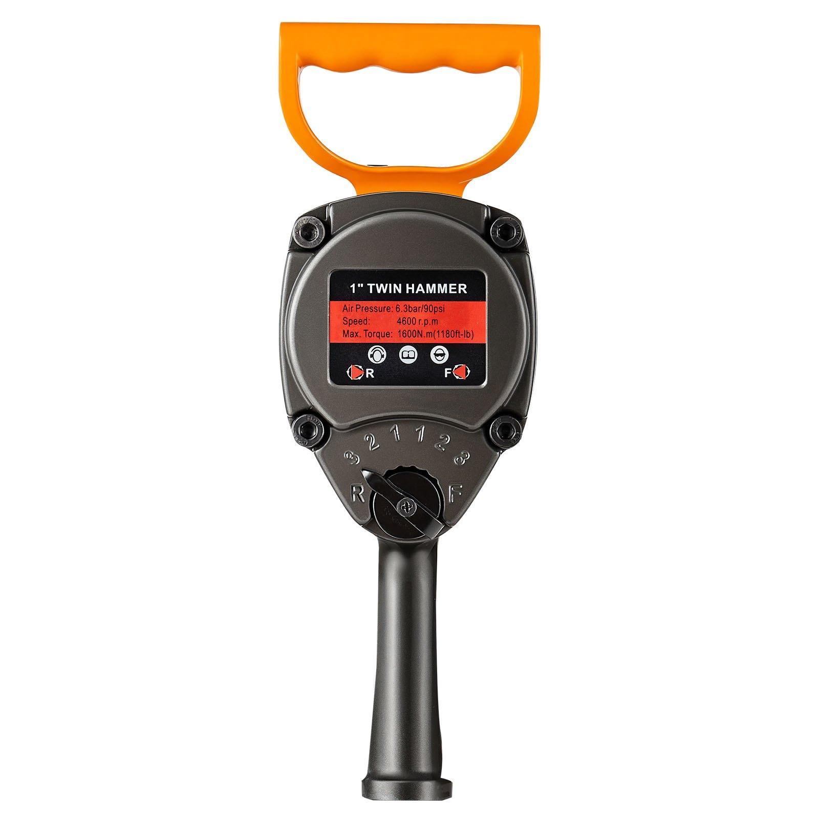 【Summerfinds】VEVOR 1 Inch Air Impact Wrench, Up to 1200 ft-lbs Nut-Busting Torque, 16.4 lbs Lightweight Pneumatic Impact Gun with Double Handles for Heavy Duty Repairs and Maintenance
