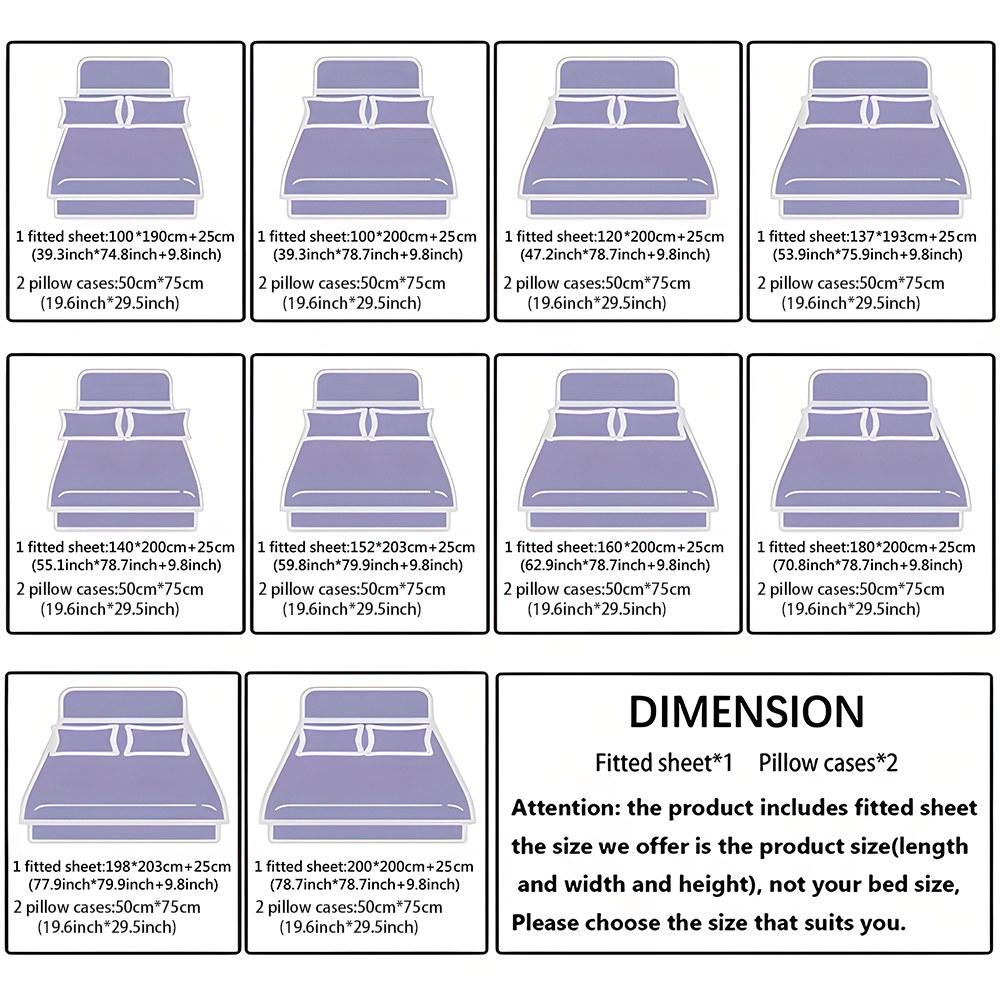 Fitted Sheet 3-Piece Set 2D Flat Gingerbread Man Pattern Mattress Cover (1 fitted sheet + 2 pillowcases, no insert), stylish, soft, and comfortable sheets, skin-friendly and breathable bedding, suitable for family bedrooms and guest rooms, all year round.