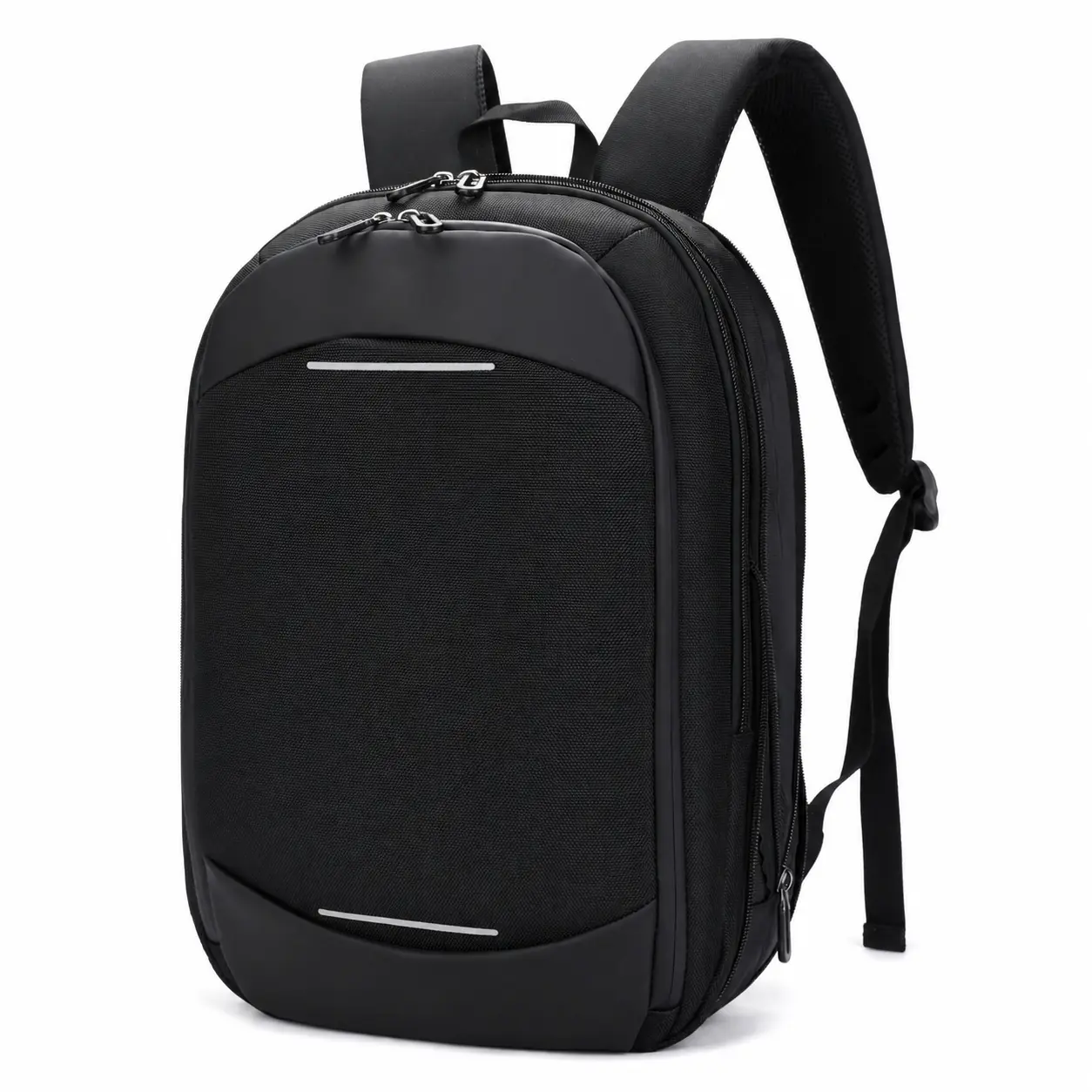 Unisex Cozy Commuter Backpack - 17in Tall Nylon PU Waterproof Daypack, 16in Laptop Capacity, Striped Stitch, Breathable Air-Cushion Straps, Wear-Resistant Lightweight Bag for Work, School
