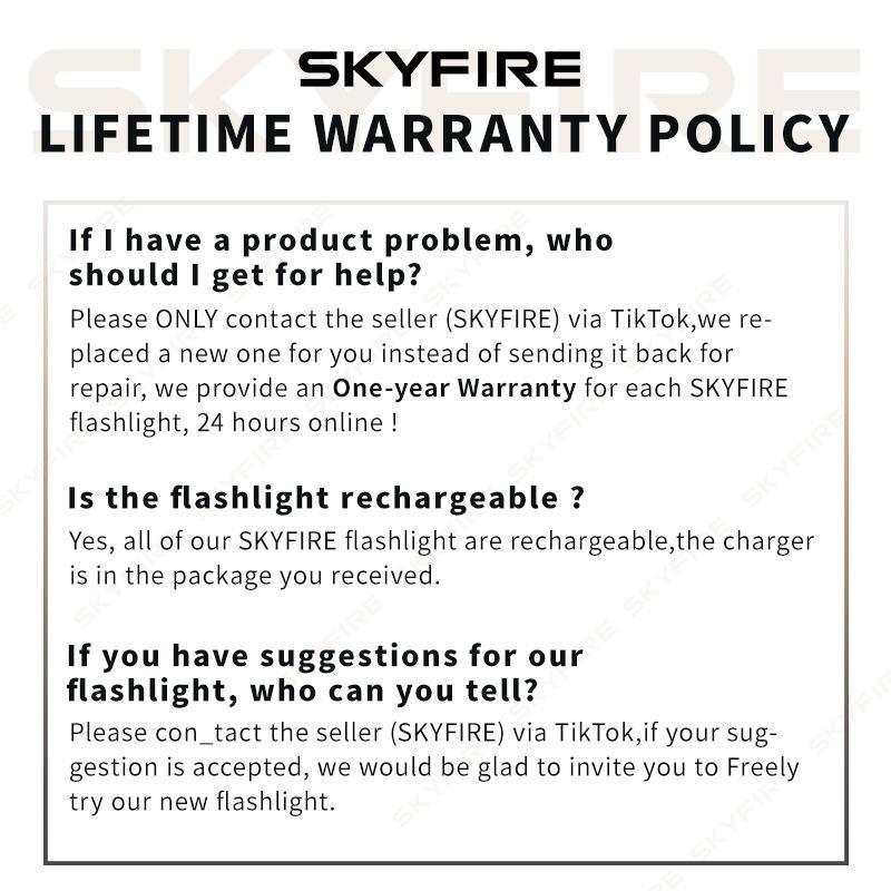 SKYFIRE Model 1097 LED Flashlight – Super Bright, Rechargeable Torch with Zoom & Ignition Lens, 4 Modes, Waterproof Tactical Light for Camping, Outdoors & Emergencies#Summervibes summergarden