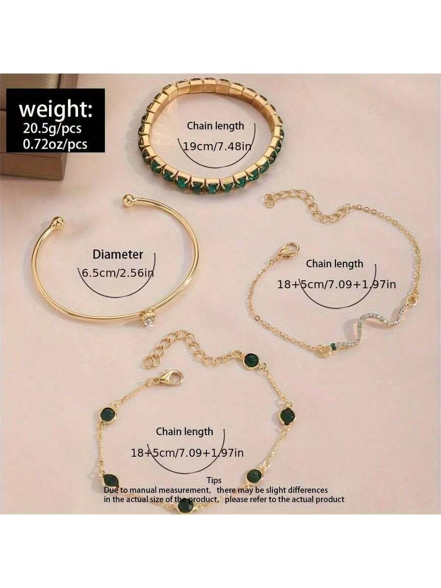 Women's Rhinestone Bangles Set, Stackable Design for Daily Party Wear, Fashion Accessory for Stylish Look, Rhinestone Decorated Bangle