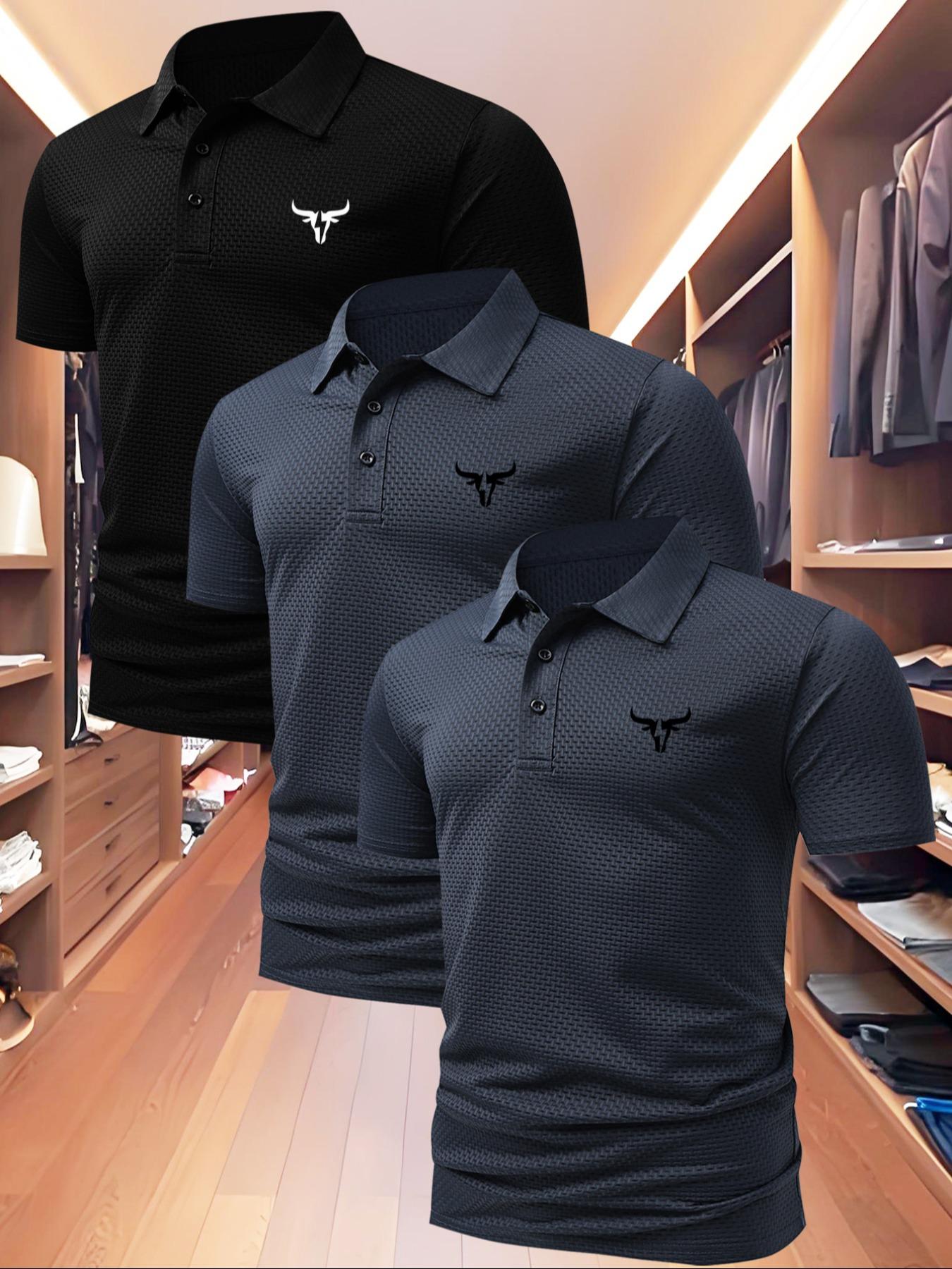 Men's High-End Polo Shirt, Summer Casual Fitted Short Sleeve, Print, Quick-Dry Fabric, Outdoor Sports & Leisure Wear, Perfect Birthday Gift!