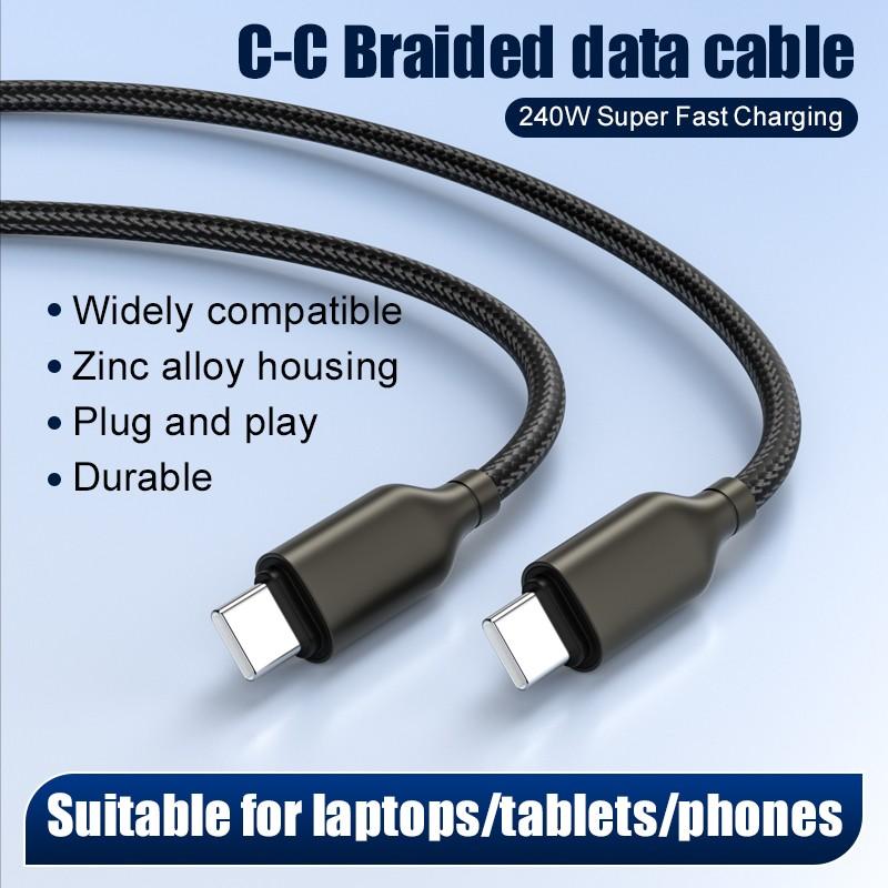 240w Super Fast Charging Cable, Type-C to Type-C, Data Transfer, Car Charger, Compatible with Apple, Android, Huawei, Xiaomi, Samsung, Oneplus, Vivo, Oppo